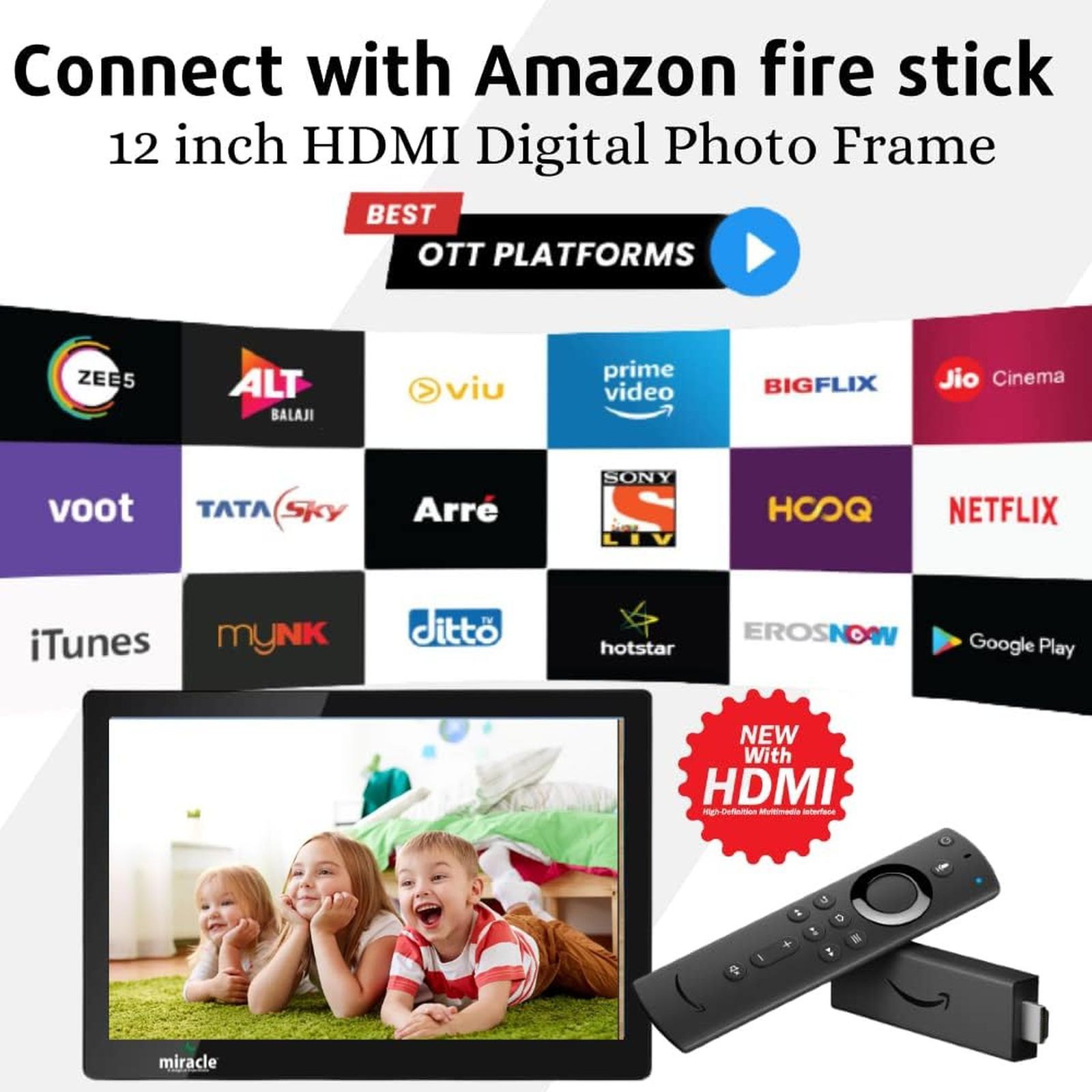 Miracle Digital 30.48cm (12 Inches) Digital Photo Frame (Stereo Speaker, MD004, Black)_2