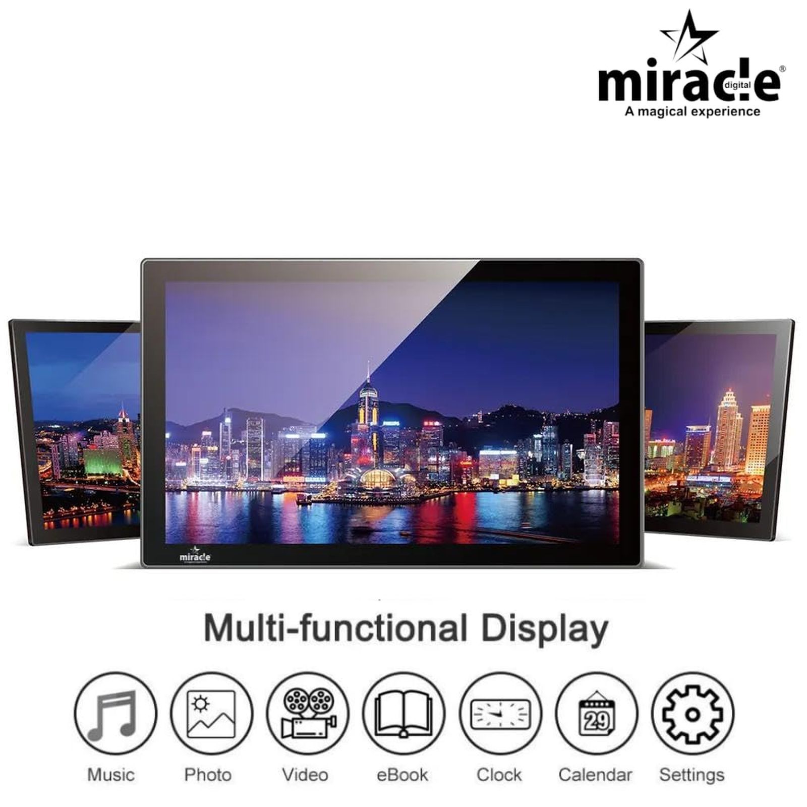 Miracle Digital 39.11cm (15.4 Inches) Digital Photo Frame (Stereo Speaker, MD005, Black)_2