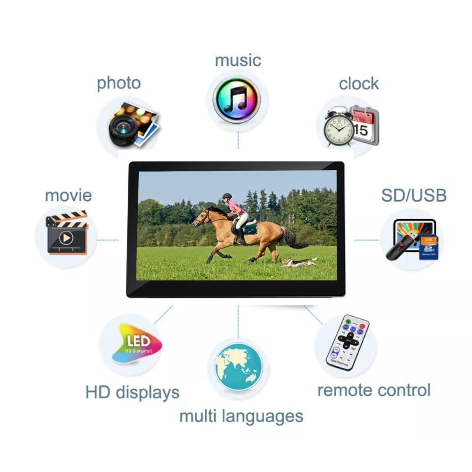 Miracle Digital 39.11cm (15.4 Inches) Digital Photo Frame (Stereo Speaker, MD005, Black)_3