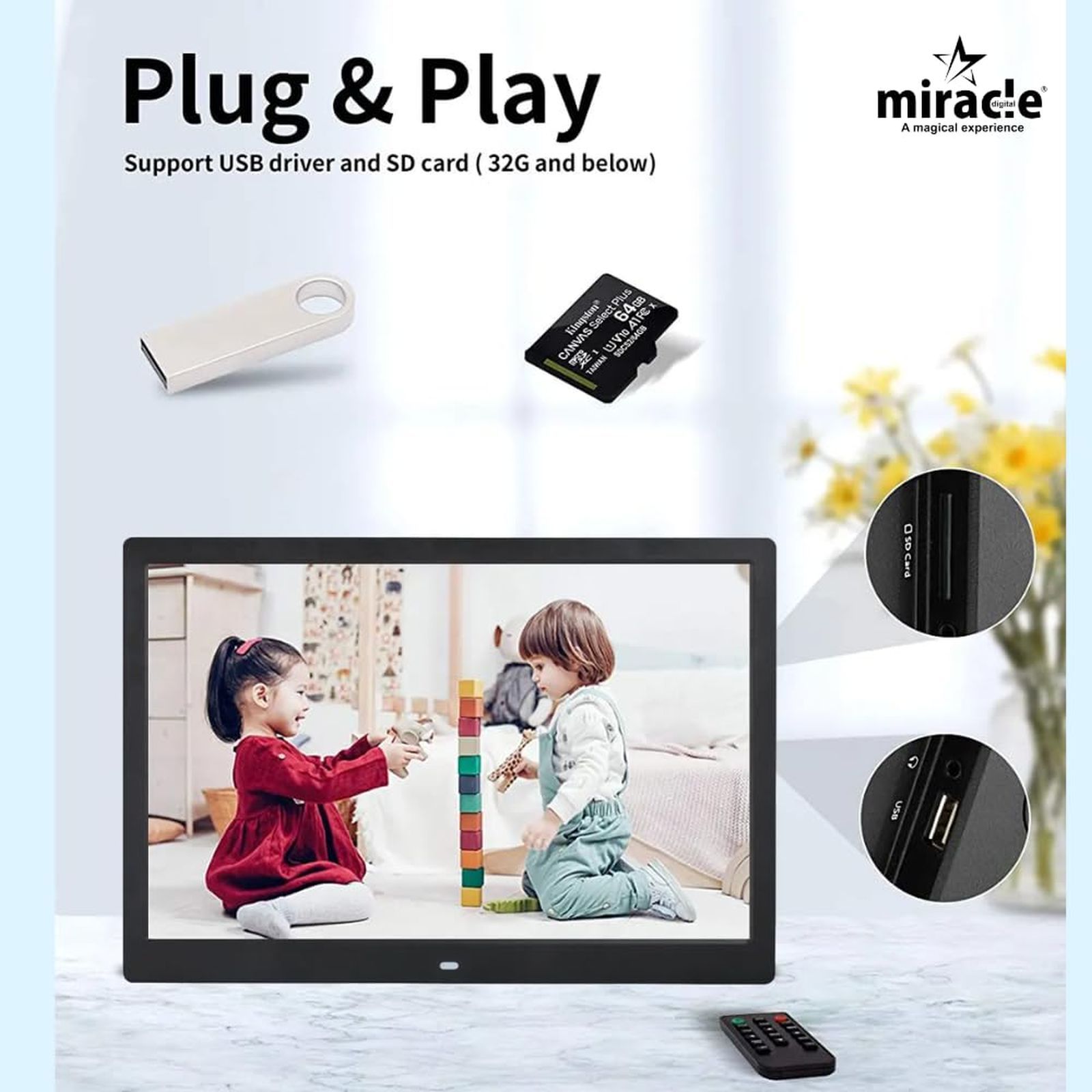 Miracle Digital 43.18cm (17 Inches) Digital Photo Frame (Stereo Speaker, MD006, Black)_8