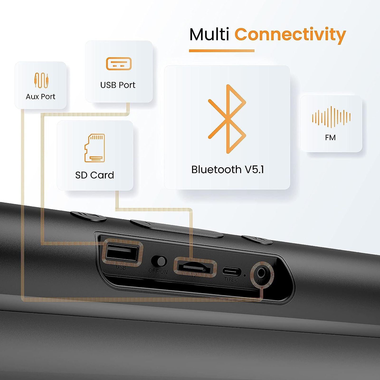 ambrane Evoke Beam 16 16W Bluetooth Soundbar (Crystal-Clear Sound, Stereo Channel, Black) ambrane Evoke Beam 16 16W Bluetooth Soundbar (Crystal-Clear Sound, Stereo Channel, Black)_3