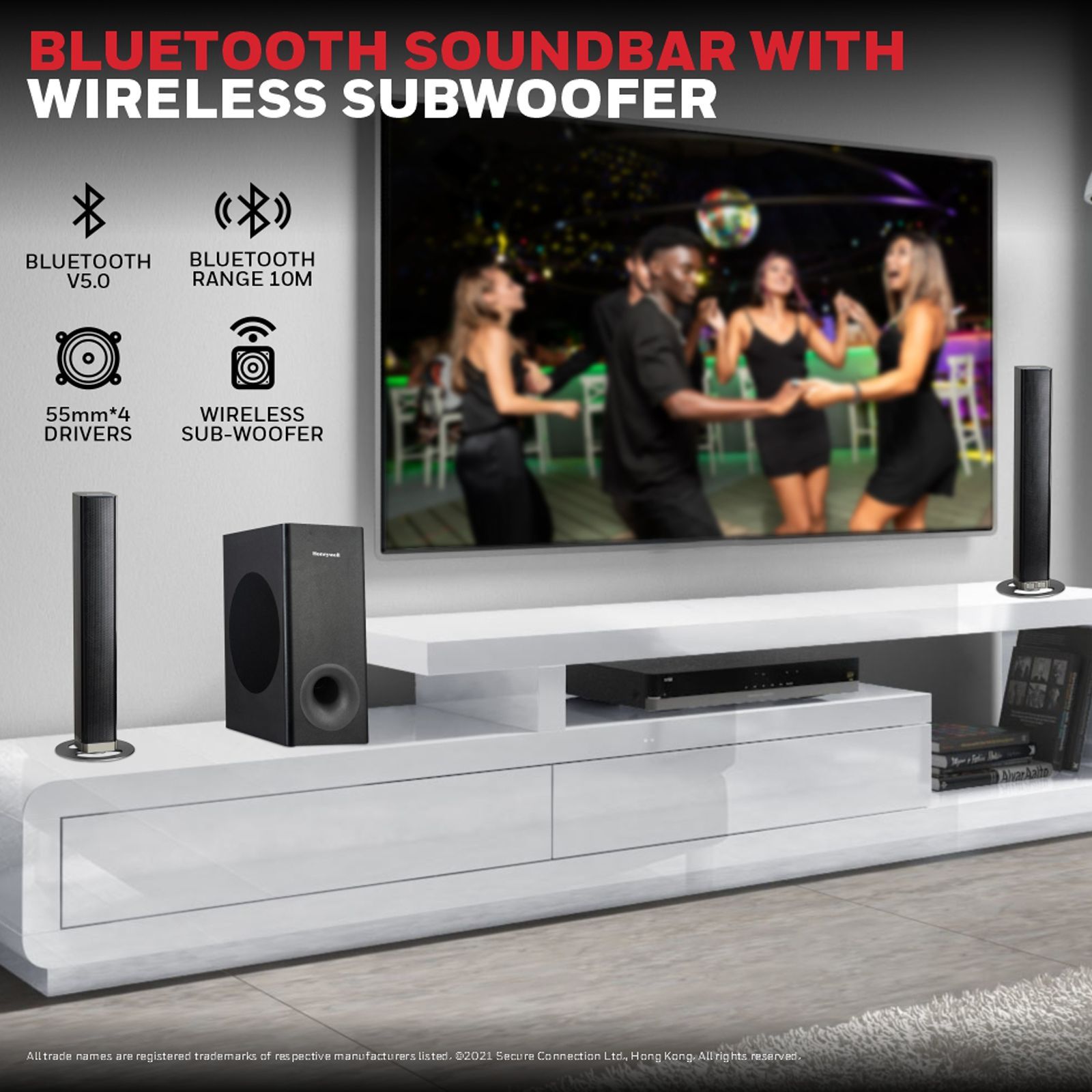 Honeywell Trueno U1000 Duo 100W Bluetooth Soundbar with Remote (Dynamic Sound, 2.1 Channel, Black)_5