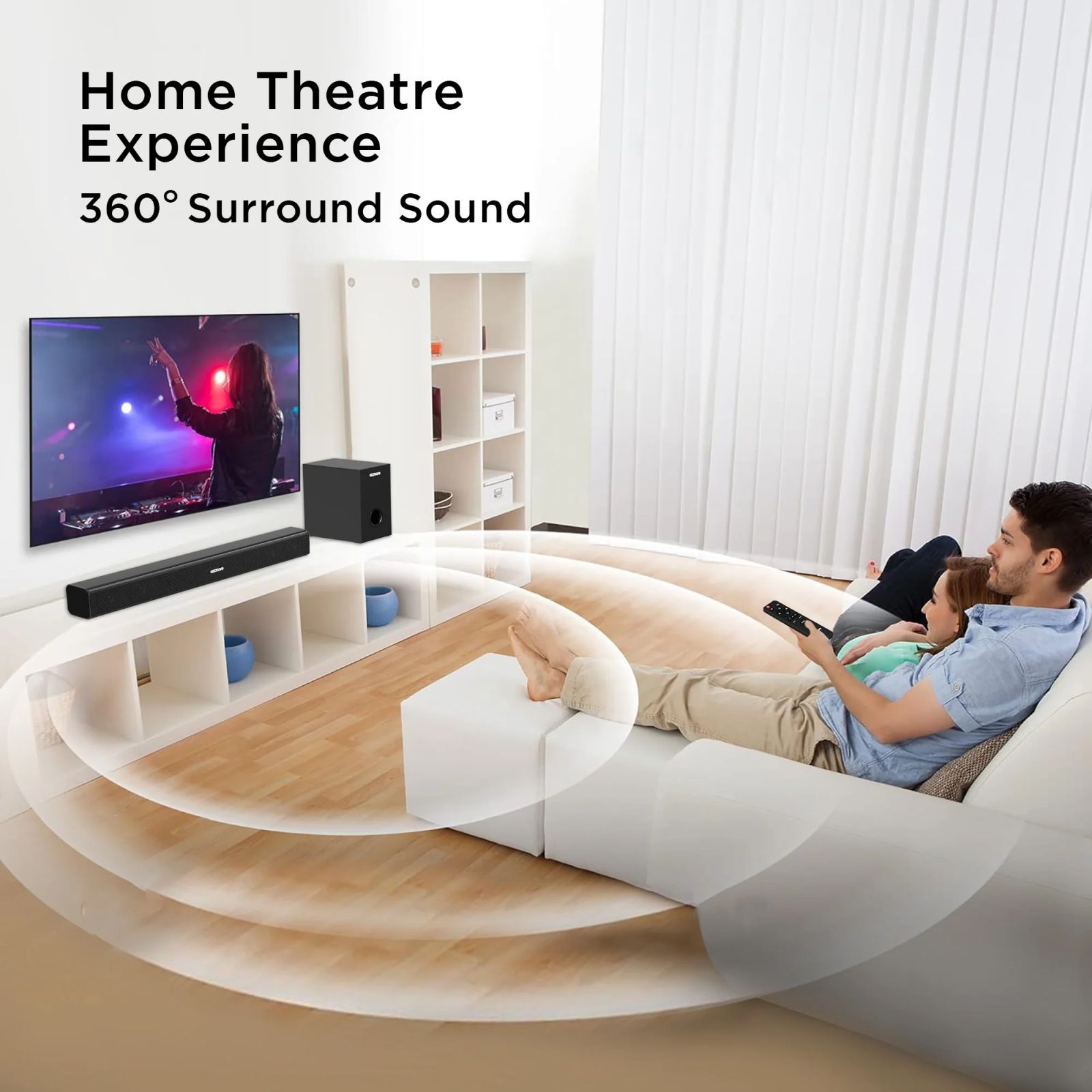 GIZmore BAR6000 60W Bluetooth Soundbar with Remote (360 Degree Surround Sound, 2.1 Channel, Black)_5