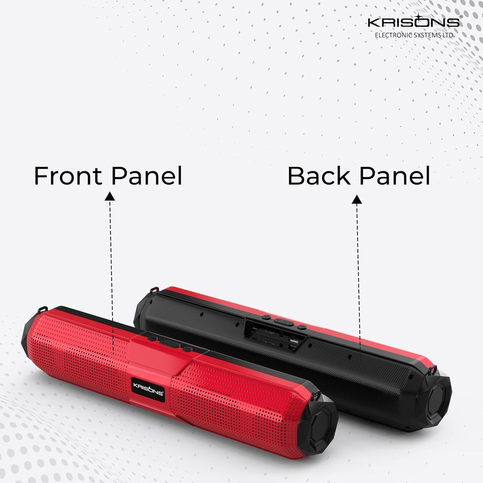 Krisons WonderBar 20W Bluetooth Soundbar (Deep Bass Audio, 5.0 Channel, Red)_5