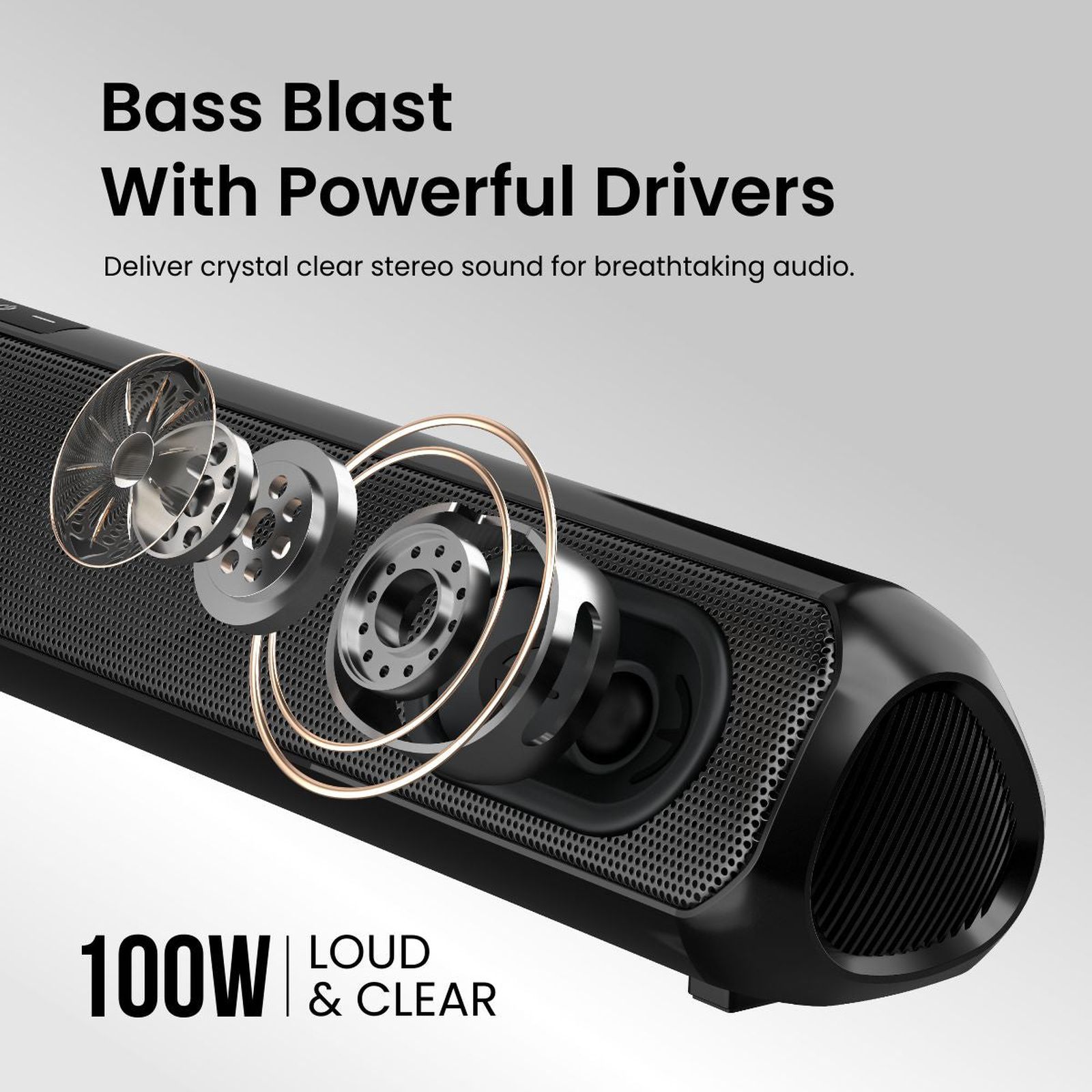 PORTRONICS Pure Sound Pro X1 100W Bluetooth Soundbar with Remote (3 EQ Modes, 2.1 Channel, Black)_6