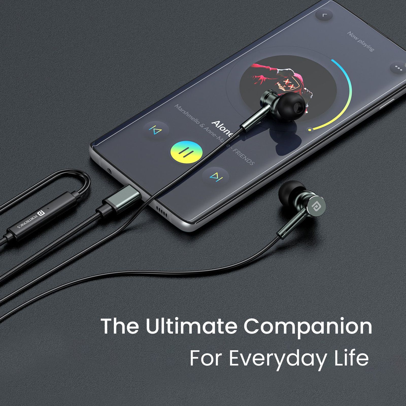 PORTRONICS Conch Tune C POR 2003 Wired Earphone with Mic (USB Type C Connector, In Ear, Grey)_7