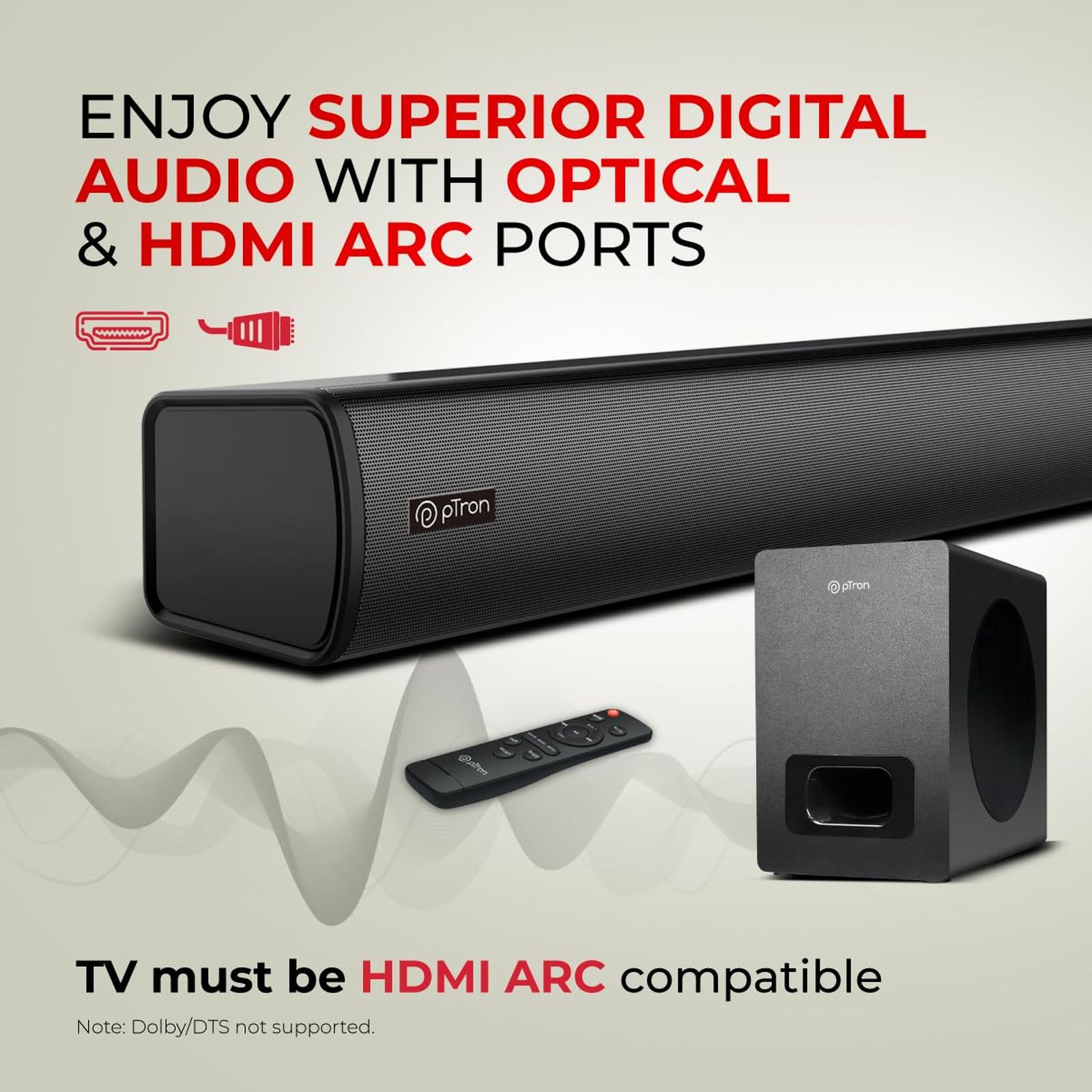 pTron Jazz Pro 120W Bluetooth Soundbar with Remote (Bass Boost, 2.1 Channel, Black)_5