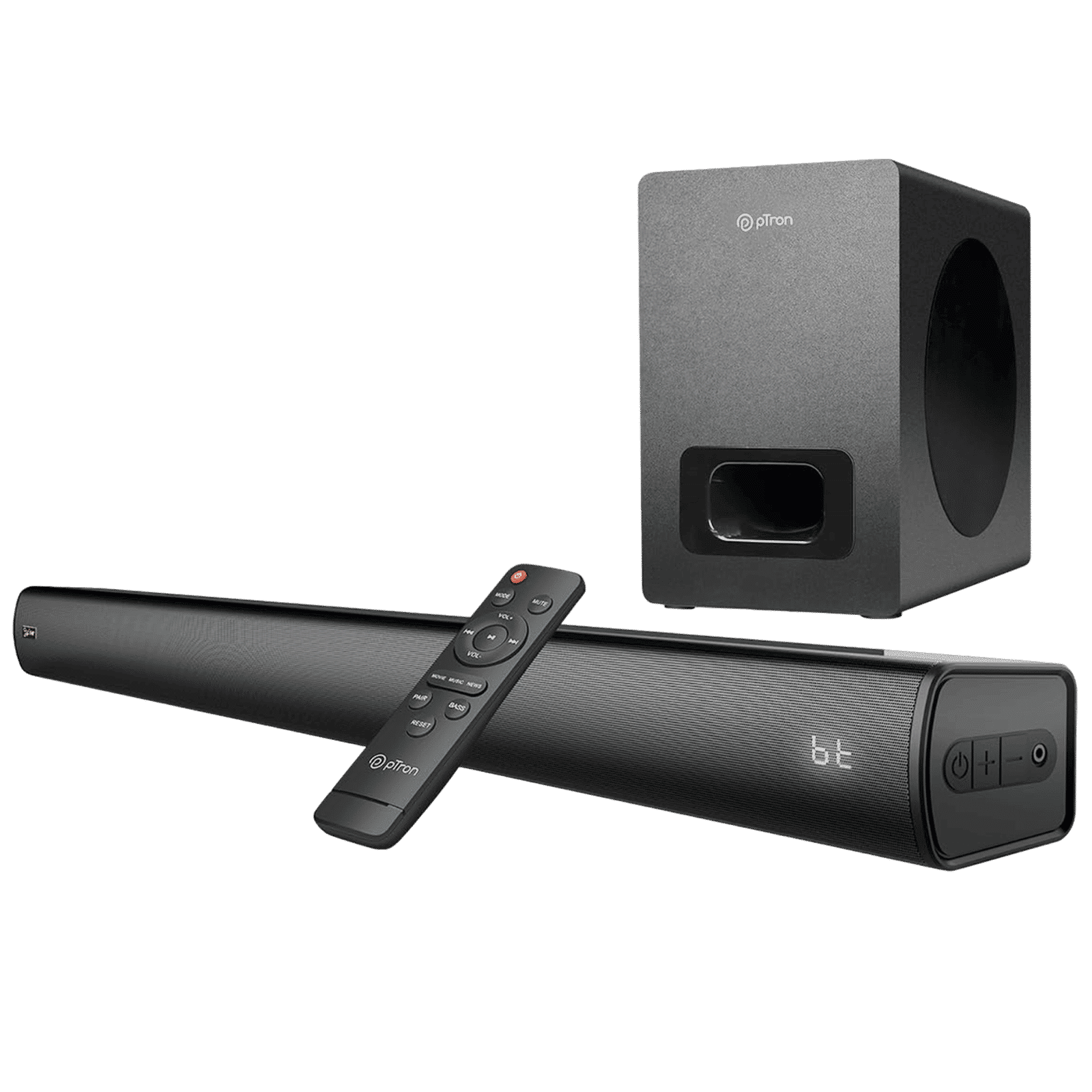 pTron Jazz Pro 120W Bluetooth Soundbar with Remote (Bass Boost, 2.1 Channel, Black)_1