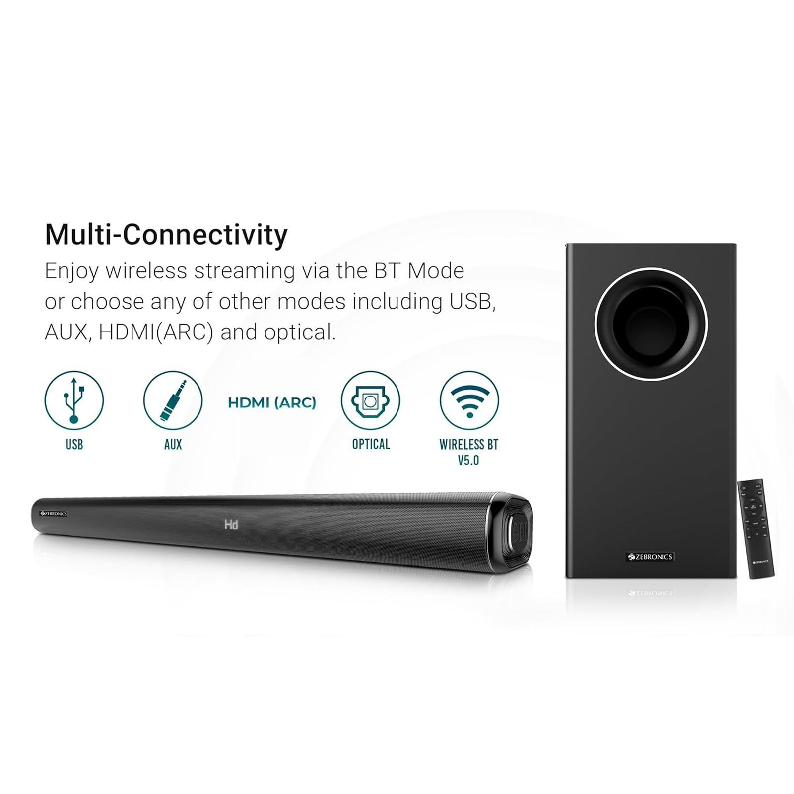 ZEBRONICS ZEB-Juke Bar 6000DWS Pro 200W Bluetooth Soundbar with Remote (Immersive Audio, 2.1 Channel, Black)_13