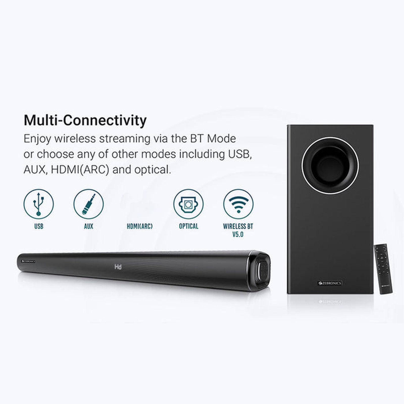 ZEBRONICS ZEB-Juke Bar 6000DWS Pro 200W Bluetooth Soundbar with Remote (Immersive Audio, 2.1 Channel, Black)_6