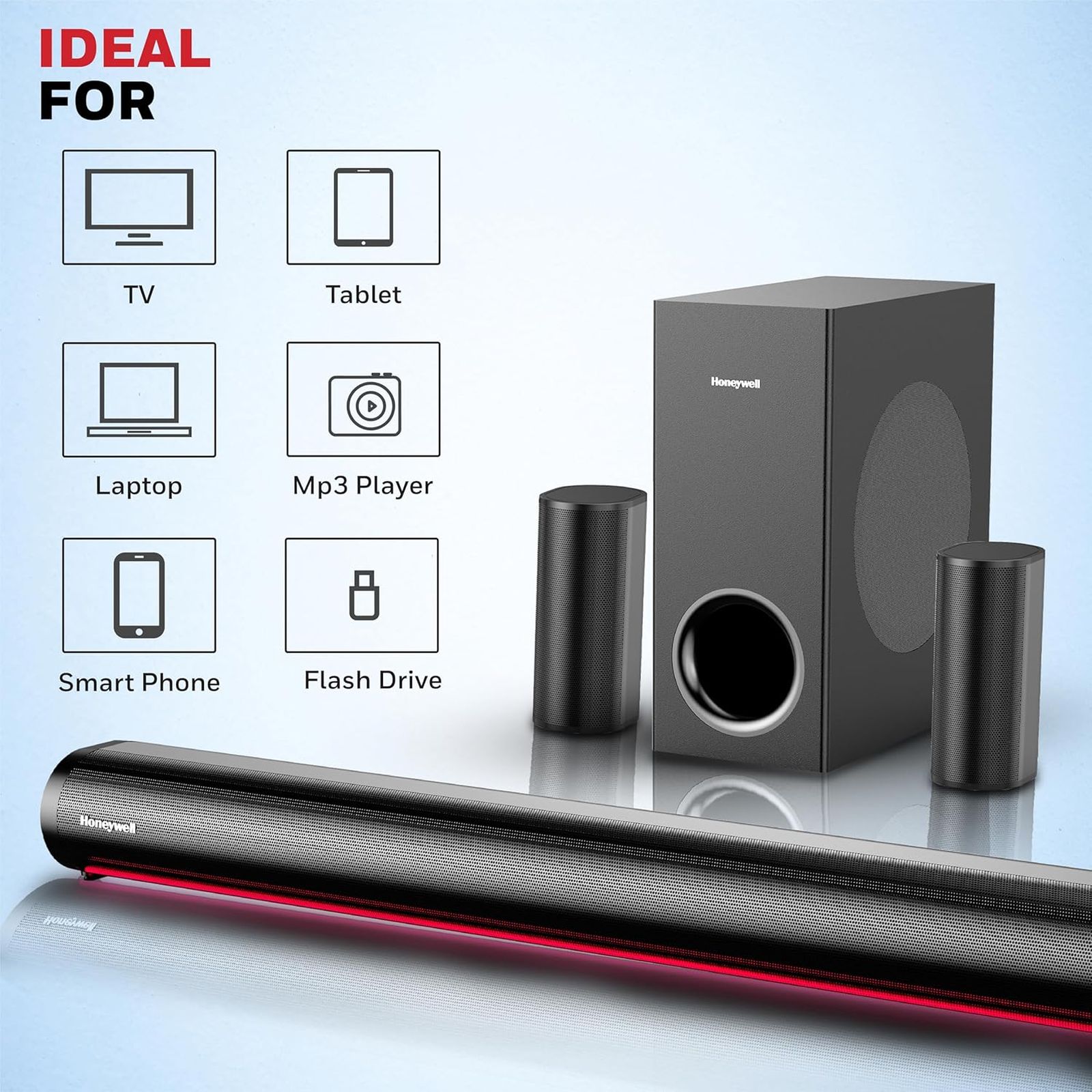Honeywell Trueno U7000 500W Bluetooth Soundbar with Remote (Dolby Audio, 5.1 Channel, Black)_10
