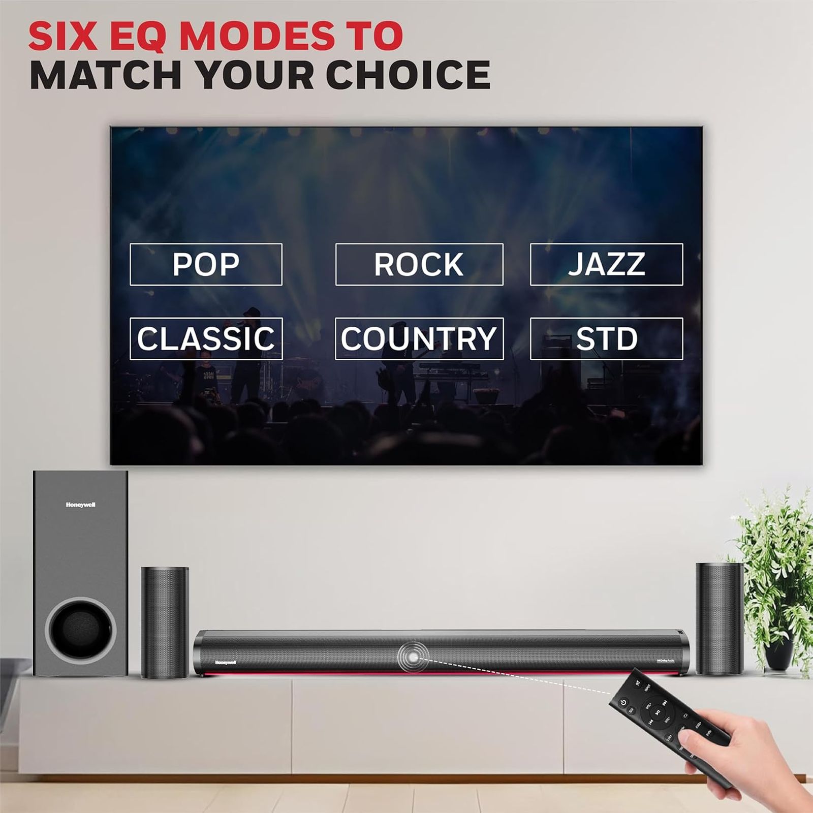 Honeywell Trueno U7000 500W Bluetooth Soundbar with Remote (Dolby Audio, 5.1 Channel, Black)_5