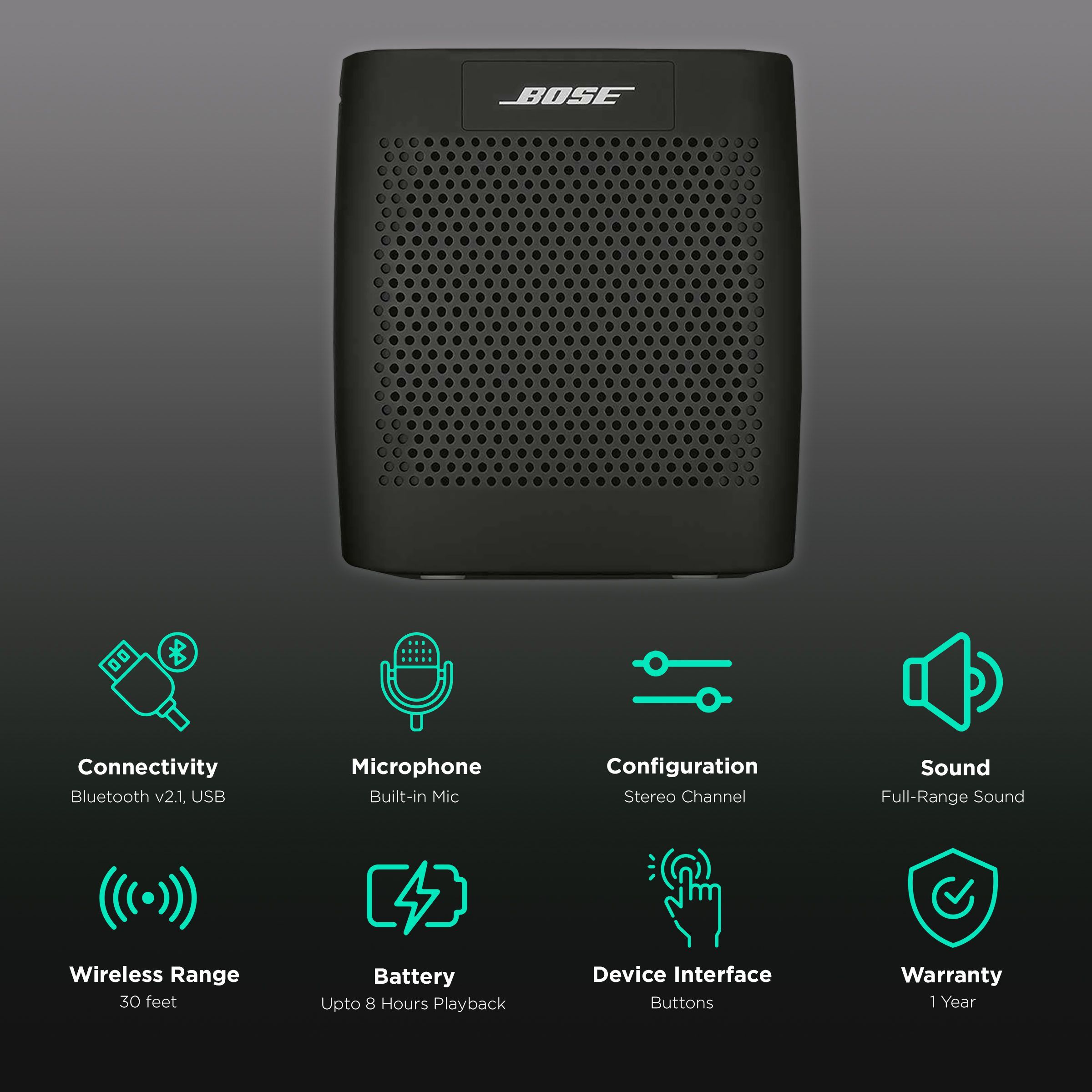 BOSE SoundLink Color Portable Bluetooth Speaker (Clear Sound, Mono Speaker, Black)_2