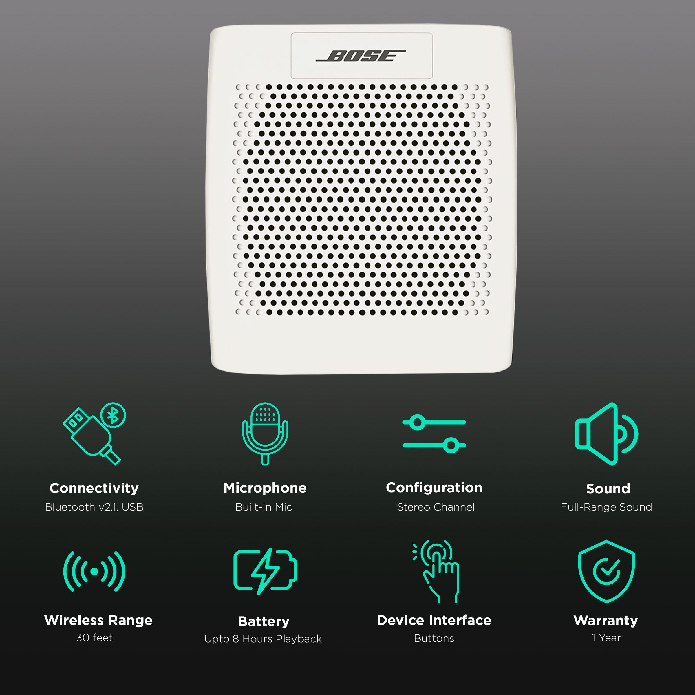 BOSE SoundLink Color Portable Bluetooth Speaker (Clear Sound, Mono Speaker, White)_2