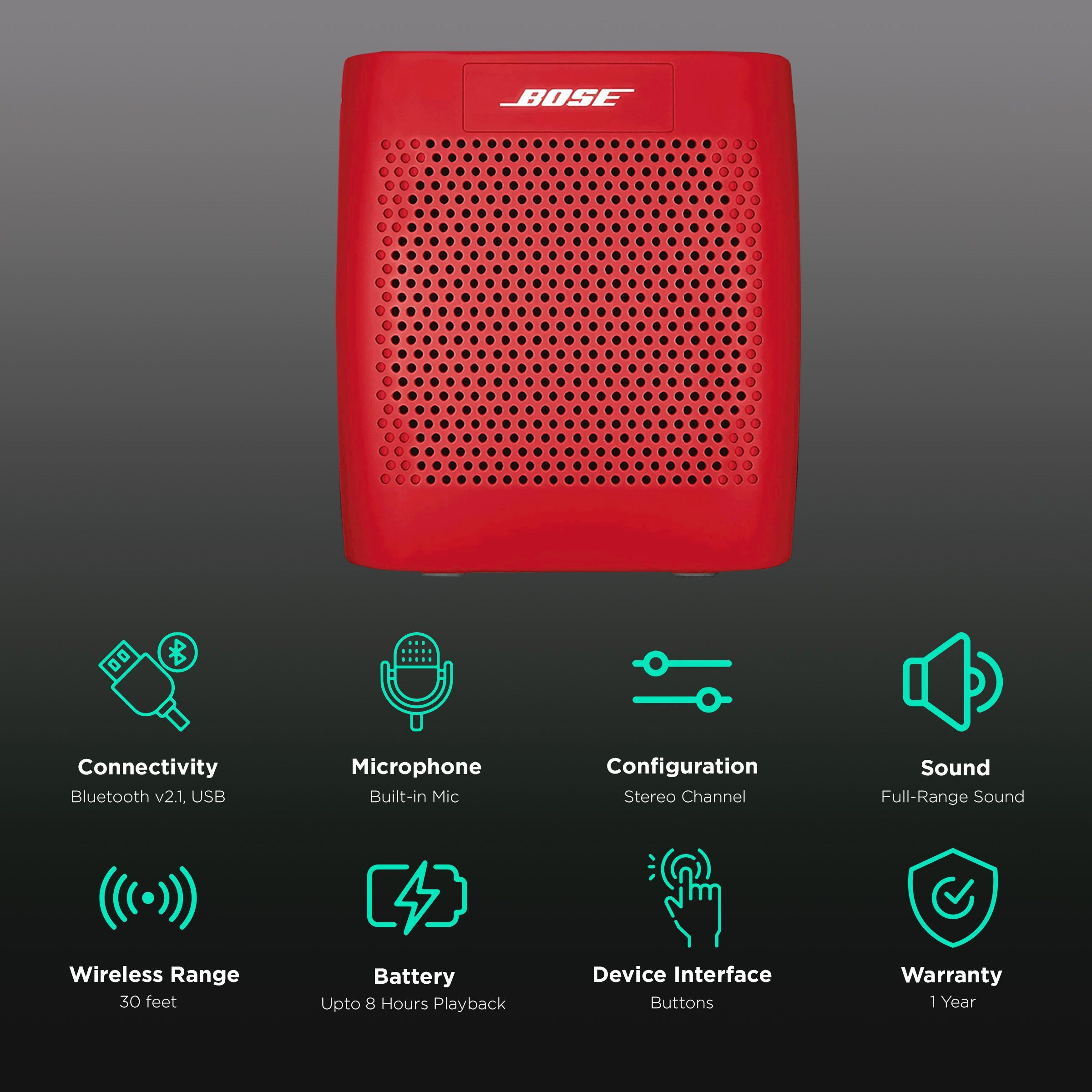 BOSE SoundLink Color Portable Bluetooth Speaker (Clear Sound, Mono Speaker, Red)_2