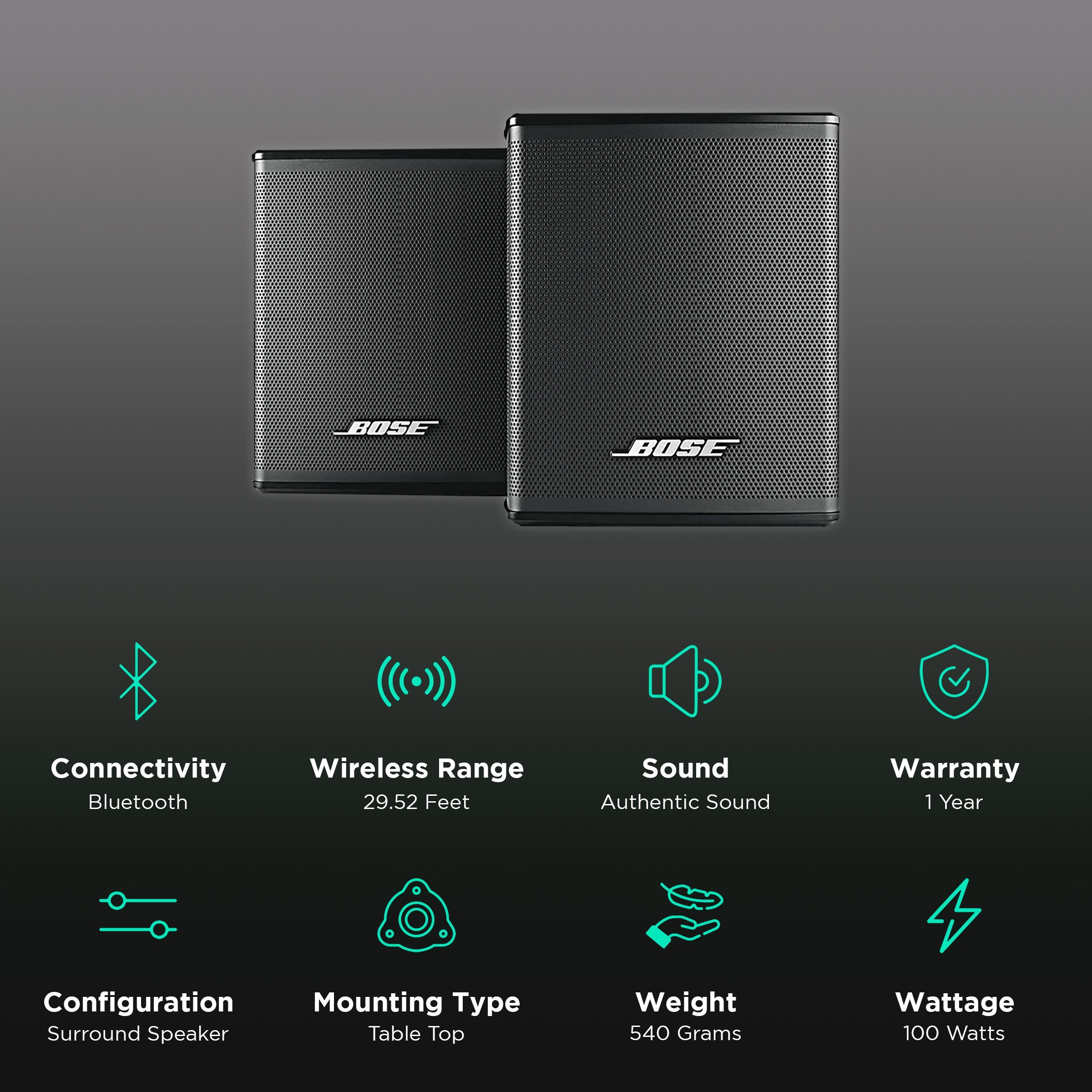 BOSE Virtually Invisible 300 Multimedia Speaker (Authentic Sound, Surround Speaker, Black)_2