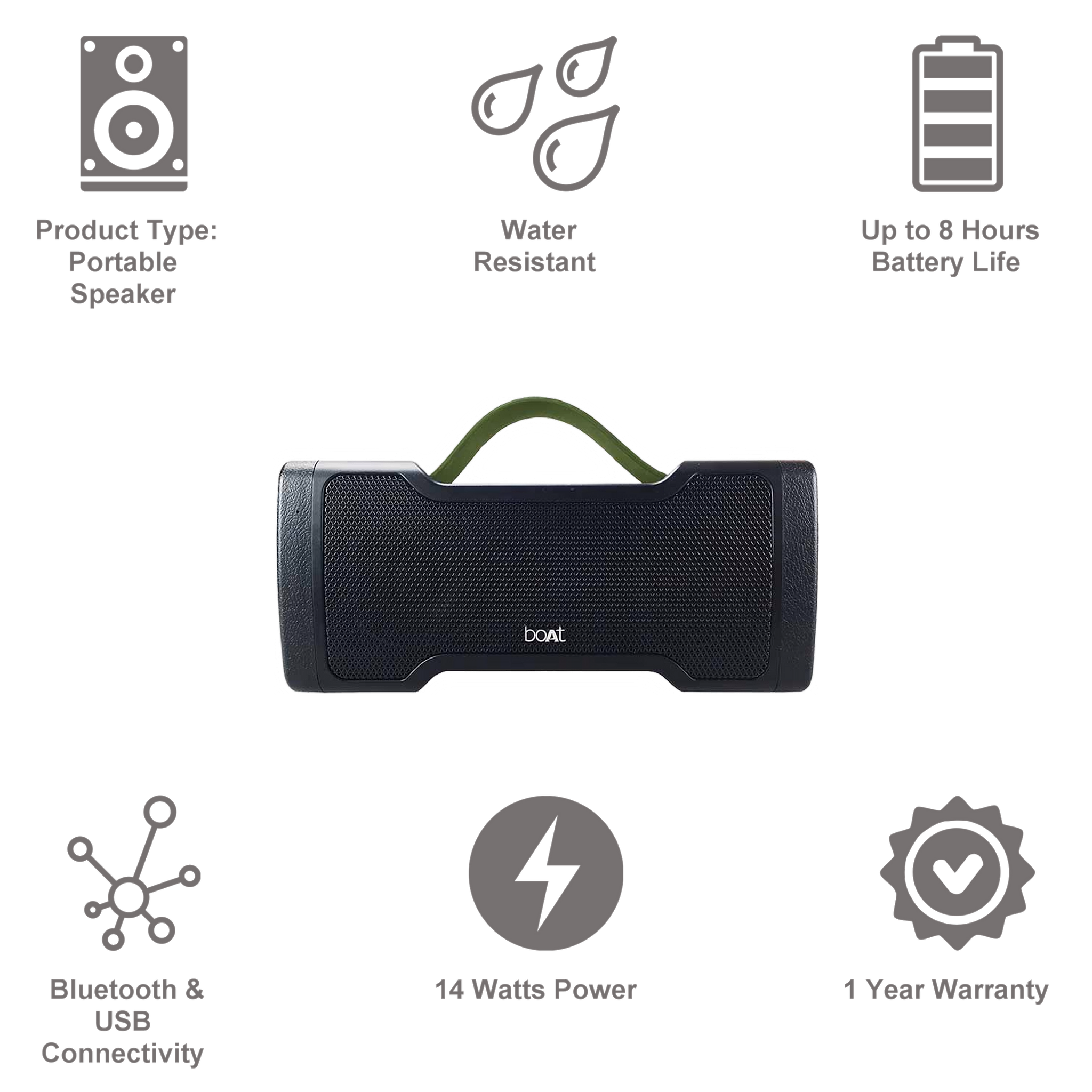 boAt Stone 1000 14W Portable Bluetooth Speaker (IPX5 Water Proof, 10 Hours Playback Time, Stereo Channel, Black)_2