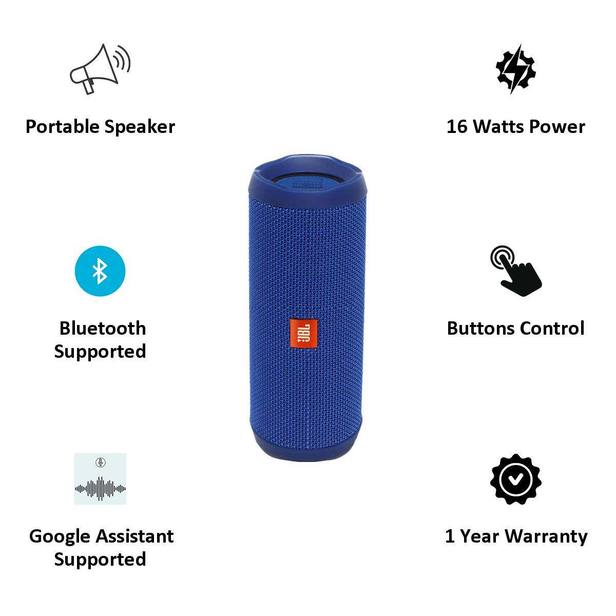 JBL Flip 4 16W Portable Bluetooth Speaker (IPX7 Water Proof, 12 Hours Playback Time, Blue)_3