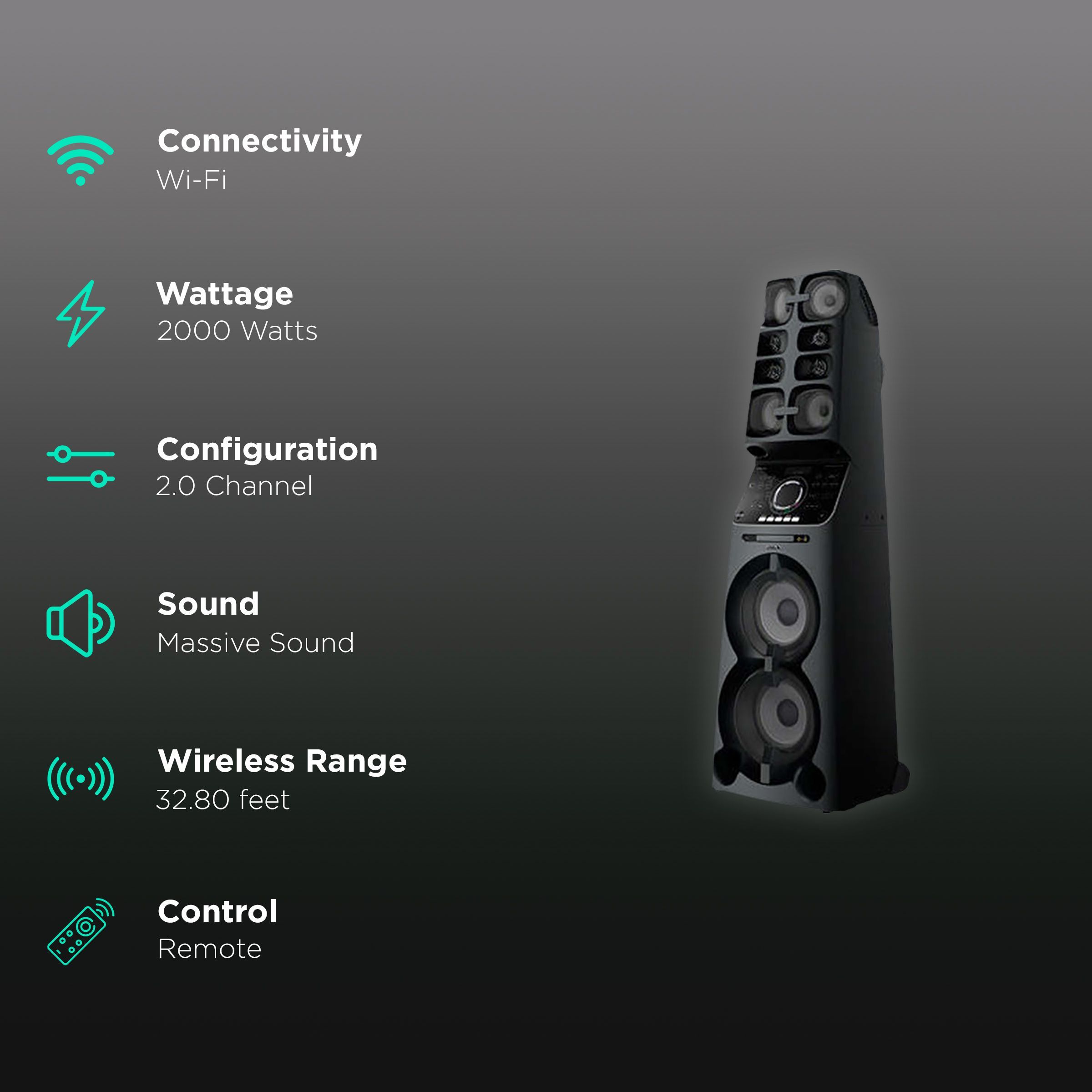 SONY Bluetooth Party Speaker (Built-in Gesture Control, 2.0 Channel, Black)_2