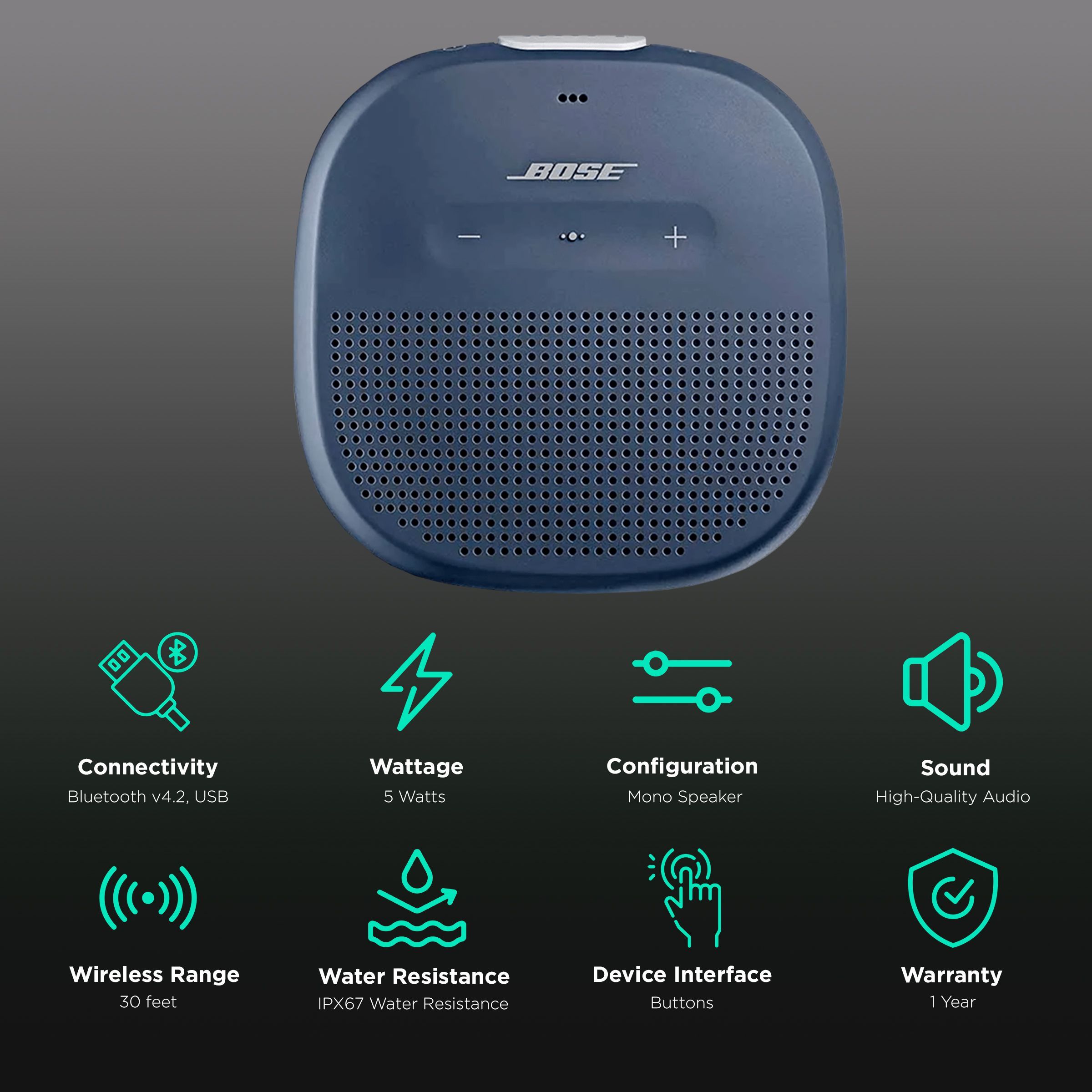 BOSE SoundLink Micro 5W Portable Bluetooth Speaker (IPX67 Water Resistant, Stereo Sound, Mono Speaker, Blue) BOSE SoundLink Micro 5W Portable Bluetooth Speaker (IPX67 Water Resistant, Stereo Sound, Mono Speaker, Blue)_2