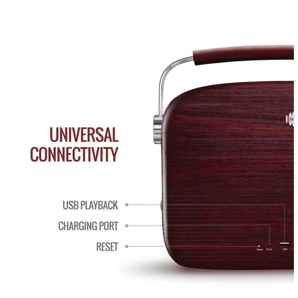 SAREGAMA Carvaan 6W Portable Bluetooth Speaker (5 Hours Playtime, Cherrywood Red)_8