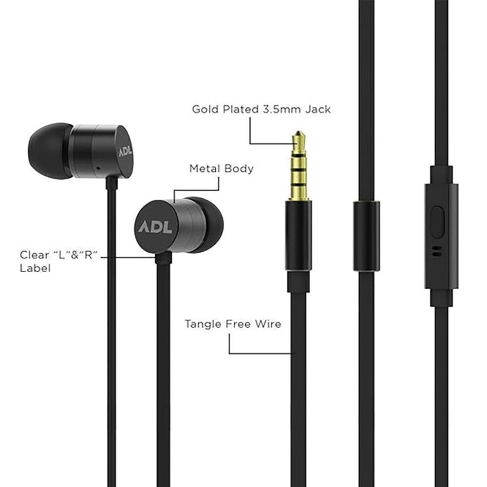 ADL Escape S600 Wired Earphones with Mic (In-Ear, Gun Metal)_2