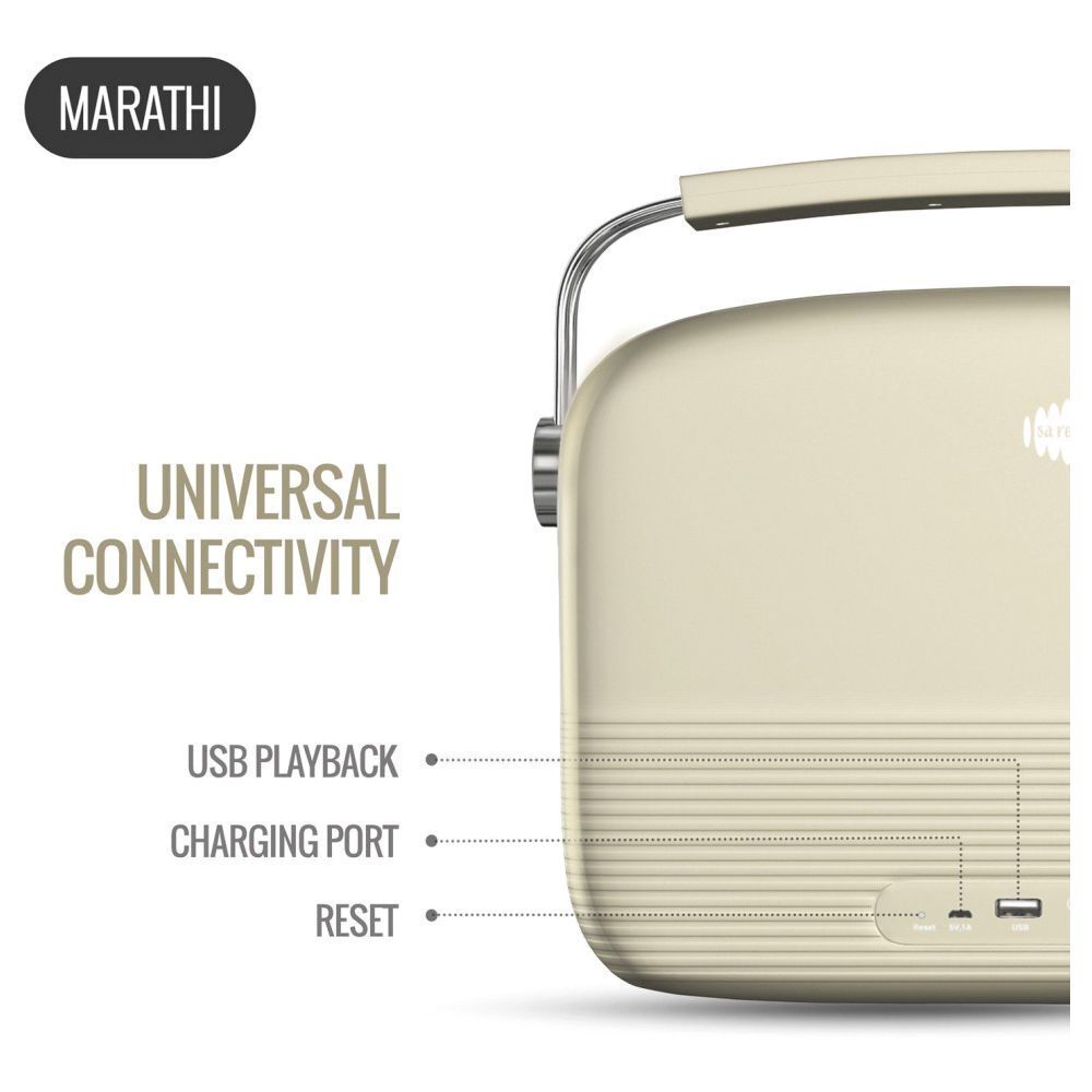 SAREGAMA Carvaan Marathi 6W Portable Bluetooth Speaker (5 Hours Playtime, Stereo Channel, Porcelain White)_9