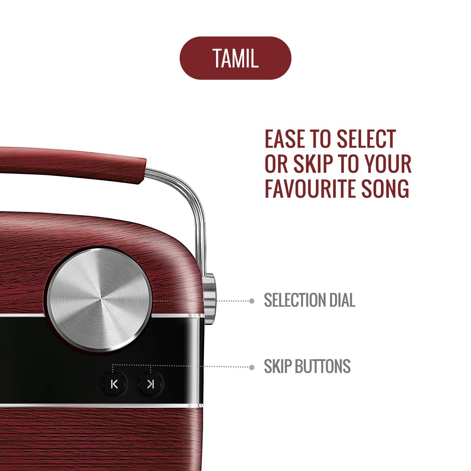 SAREGAMA Carvaan Tamil 6W Portable Bluetooth Speaker (5 Hours Playtime, Stereo Channel, Red) SAREGAMA Carvaan Tamil 6W Portable Bluetooth Speaker (5 Hours Playtime, Stereo Channel, Red)_7