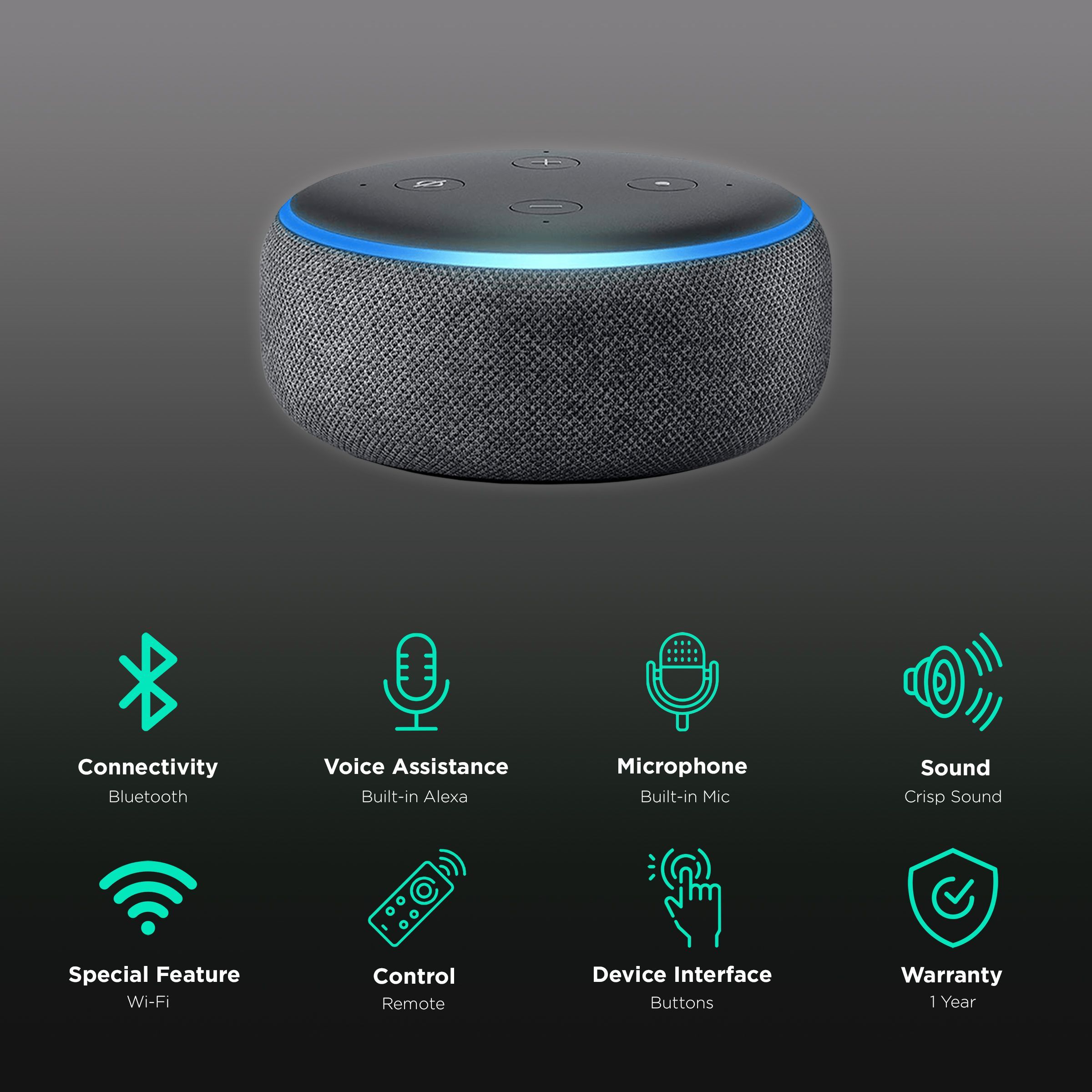 amazon Echo Dot (3rd Gen) with Built-in Alexa Smart Wi-Fi Speaker (Controls Smart Devices, Black) amazon Echo Dot (3rd Gen) with Built-in Alexa Smart Wi-Fi Speaker (Controls Smart Devices, Black)_2