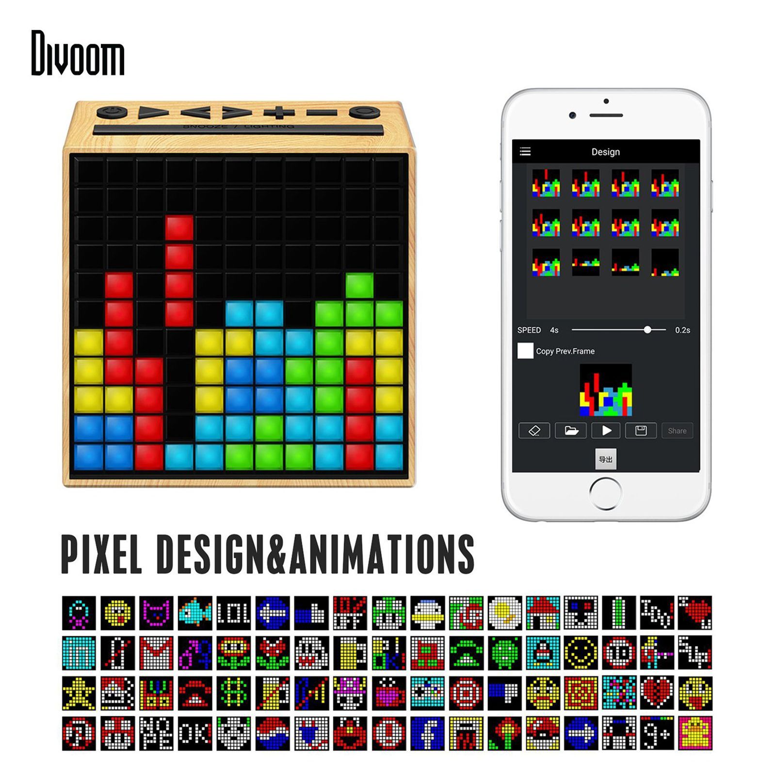 Divoom TIMEBOX 5W Portable Bluetooth Speaker (Smart Alarm, Ivory)_9