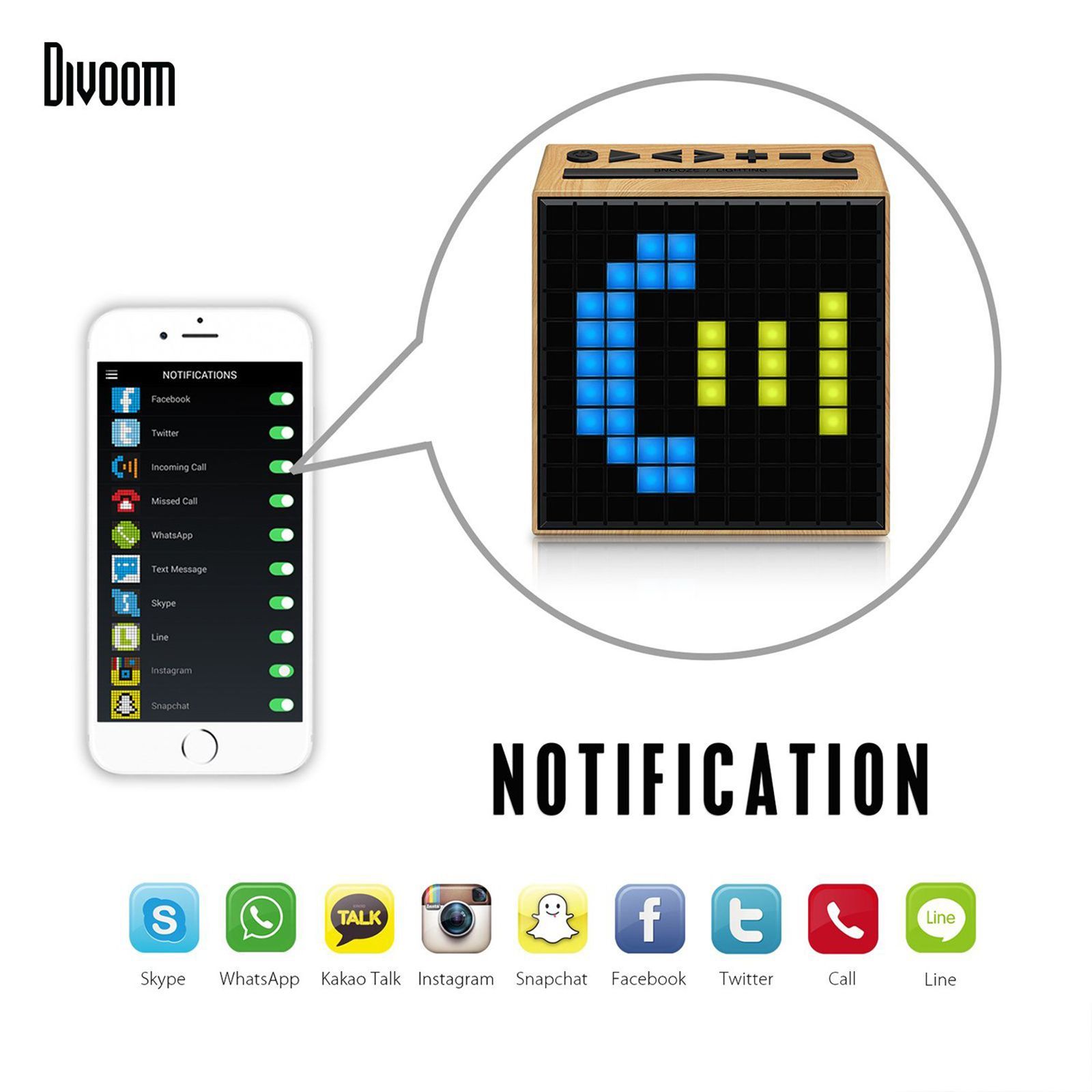 Divoom TIMEBOX 5W Portable Bluetooth Speaker (Smart Alarm, Ivory)_13