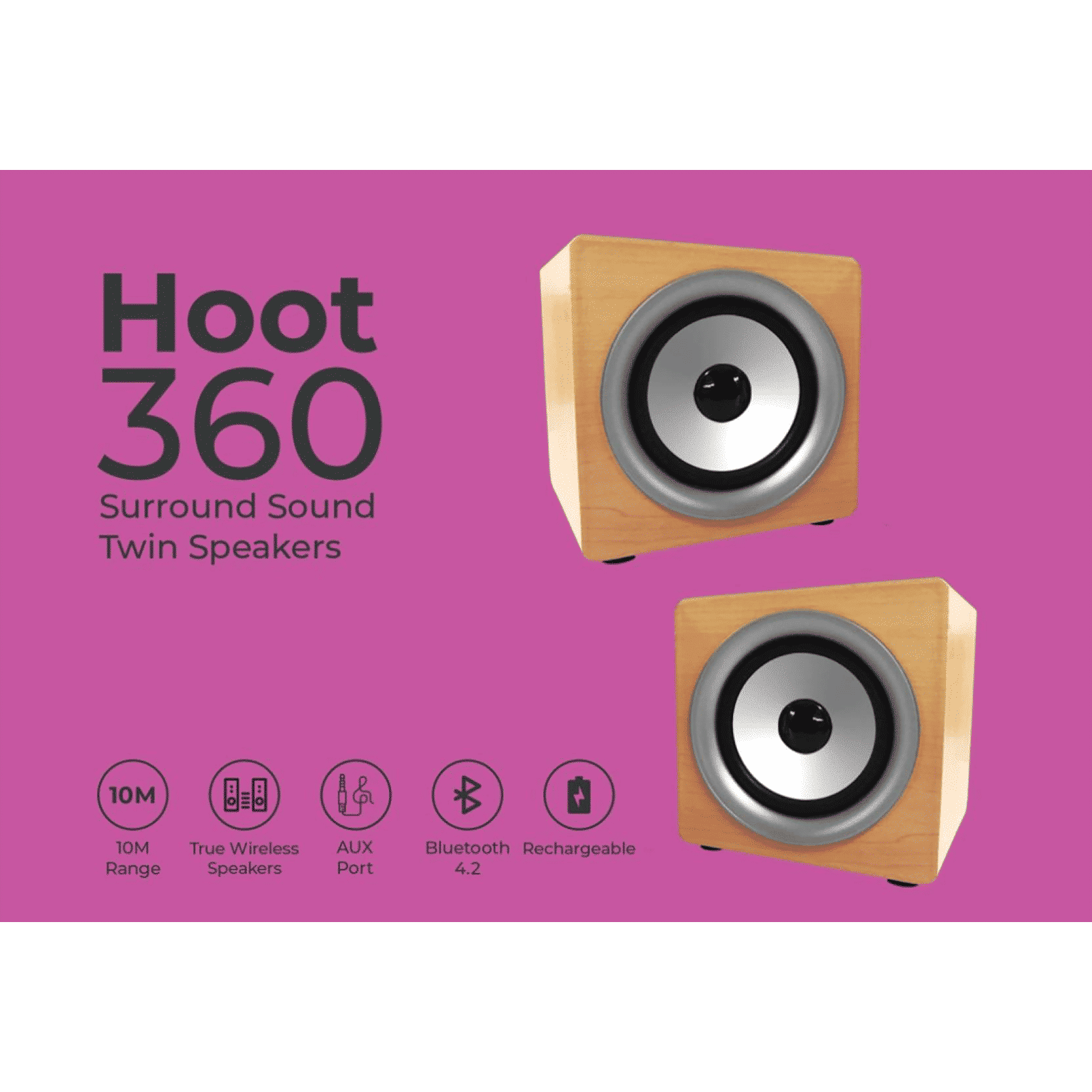 iGear Hoot 360 Degree TWS Bluetooth Speaker (iG-1026, Brown)_11