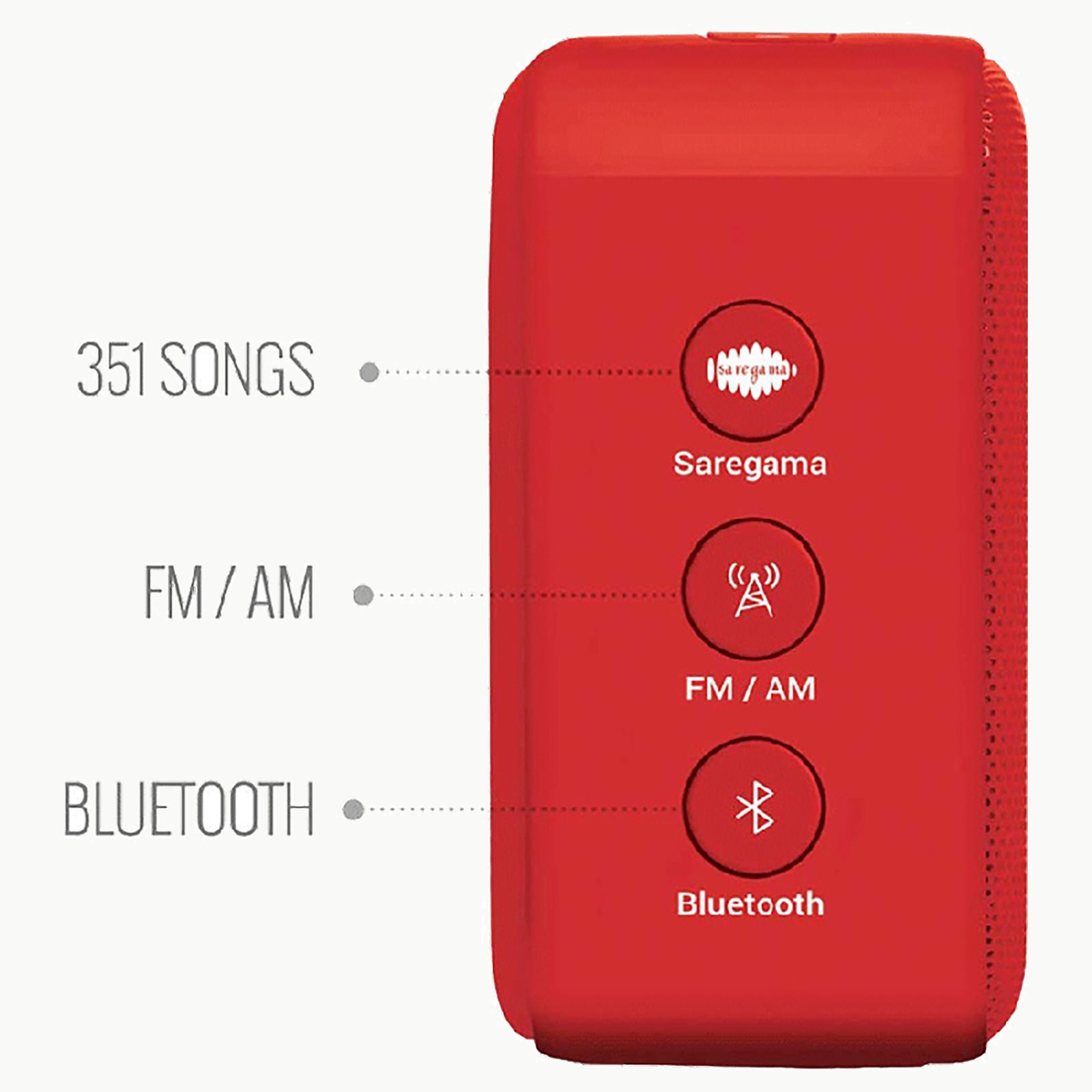 SAREGAMA Carvaan Mini 5W Portable Bluetooth Speaker (4 Hours Playtime, Stereo Channel, Sunset Red)_10