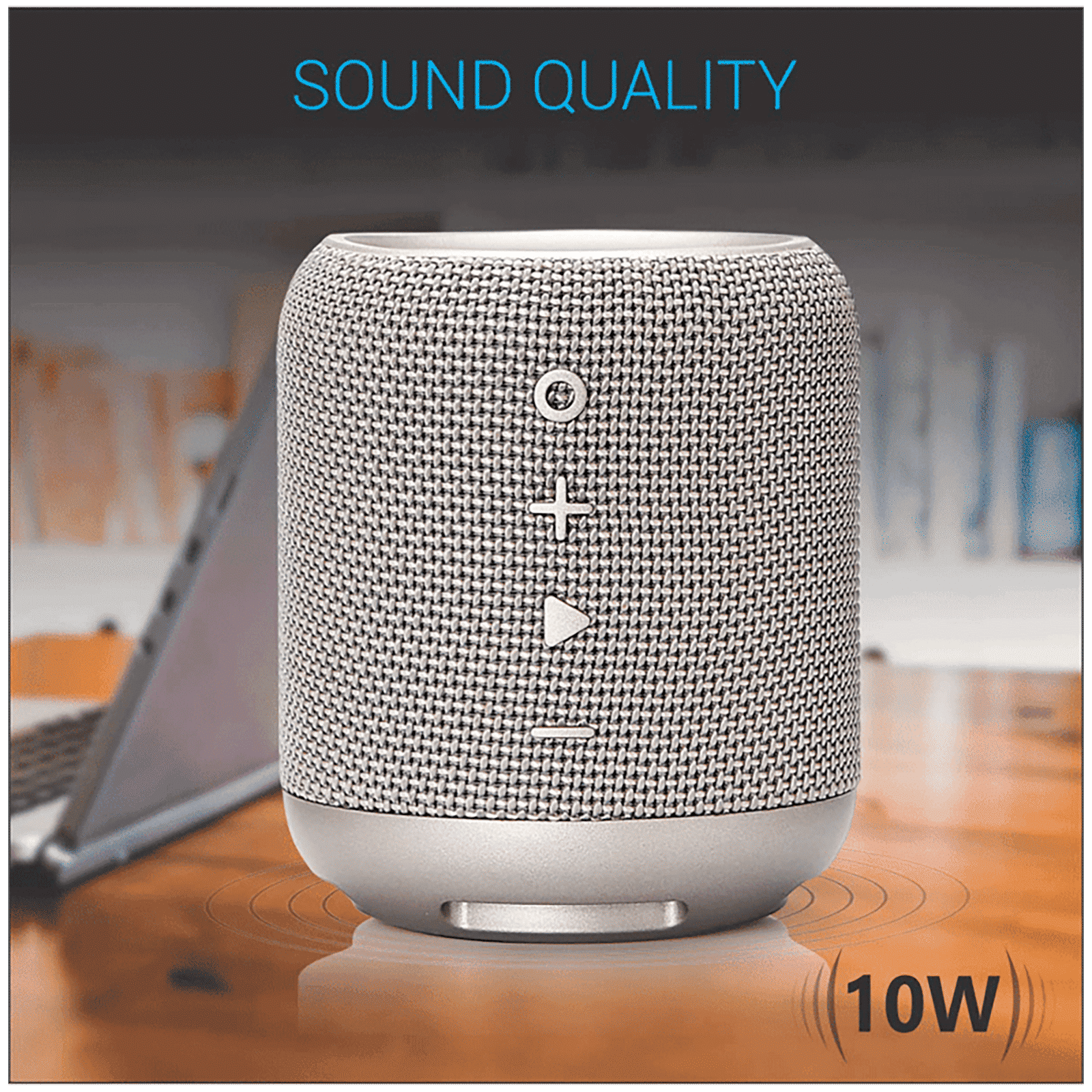 PORTRONICS SoundDrum 10W Portable Bluetooth Speaker (Water Resistant, 7 Hours Playtime, Stereo Channel, Grey)_9