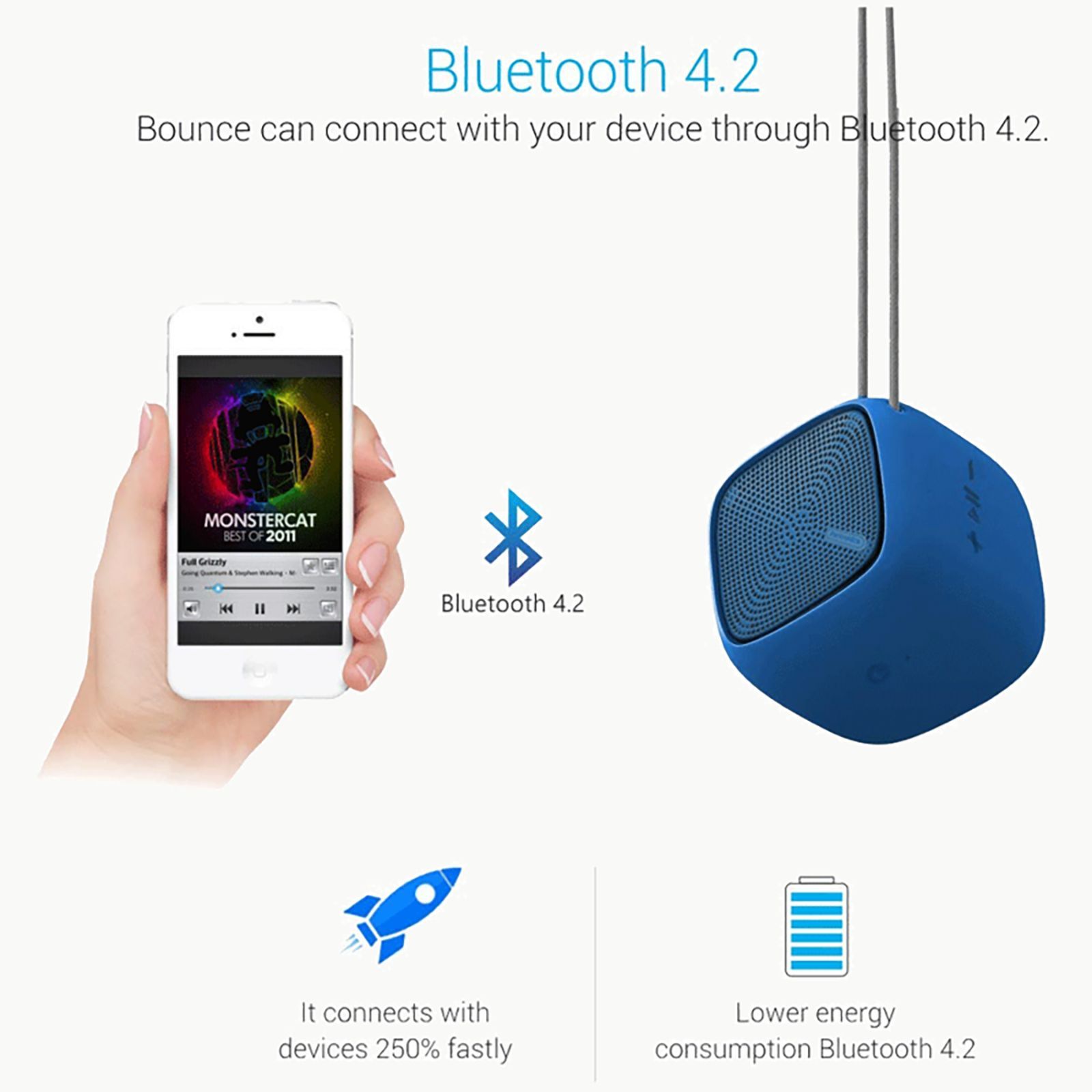 PORTRONICS Bounce 5W Portable Bluetooth Speaker (Water Resistant, Thumping Bass, Mono Speaker, Blue) PORTRONICS Bounce 5W Portable Bluetooth Speaker (Water Resistant, Thumping Bass, Mono Speaker, Blue)_5