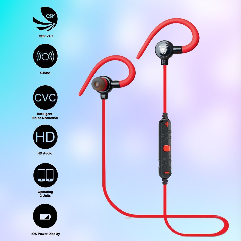 ANT AUDIO H25 Neckband with Noise Reduction (Splash & Water Resistant, X-Bass Technology, Red)_5