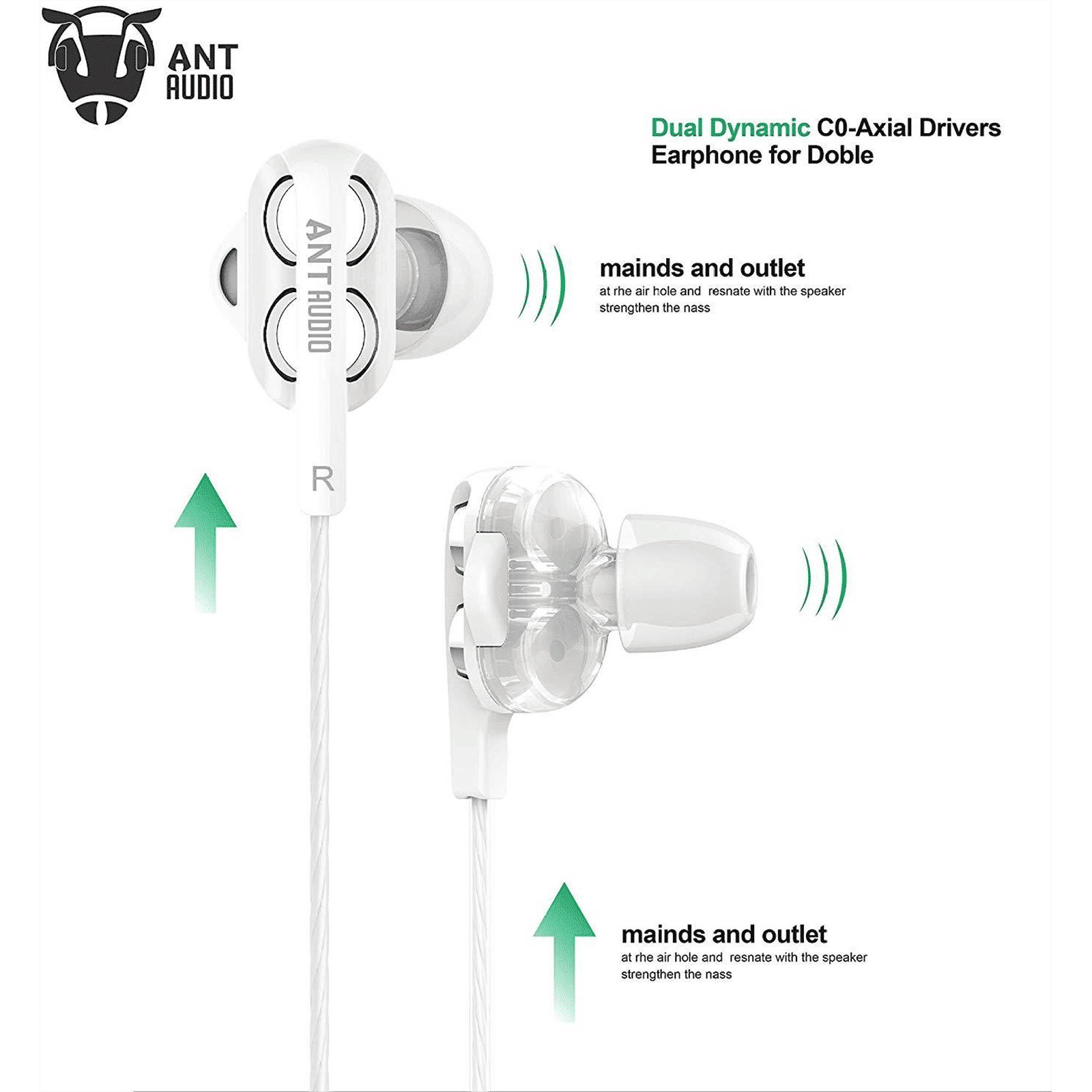 ANT AUDIO Doble H2 Neckband with Noise Isolation (IPX2 Sweat Resistant, Dual Drivers, White)_4