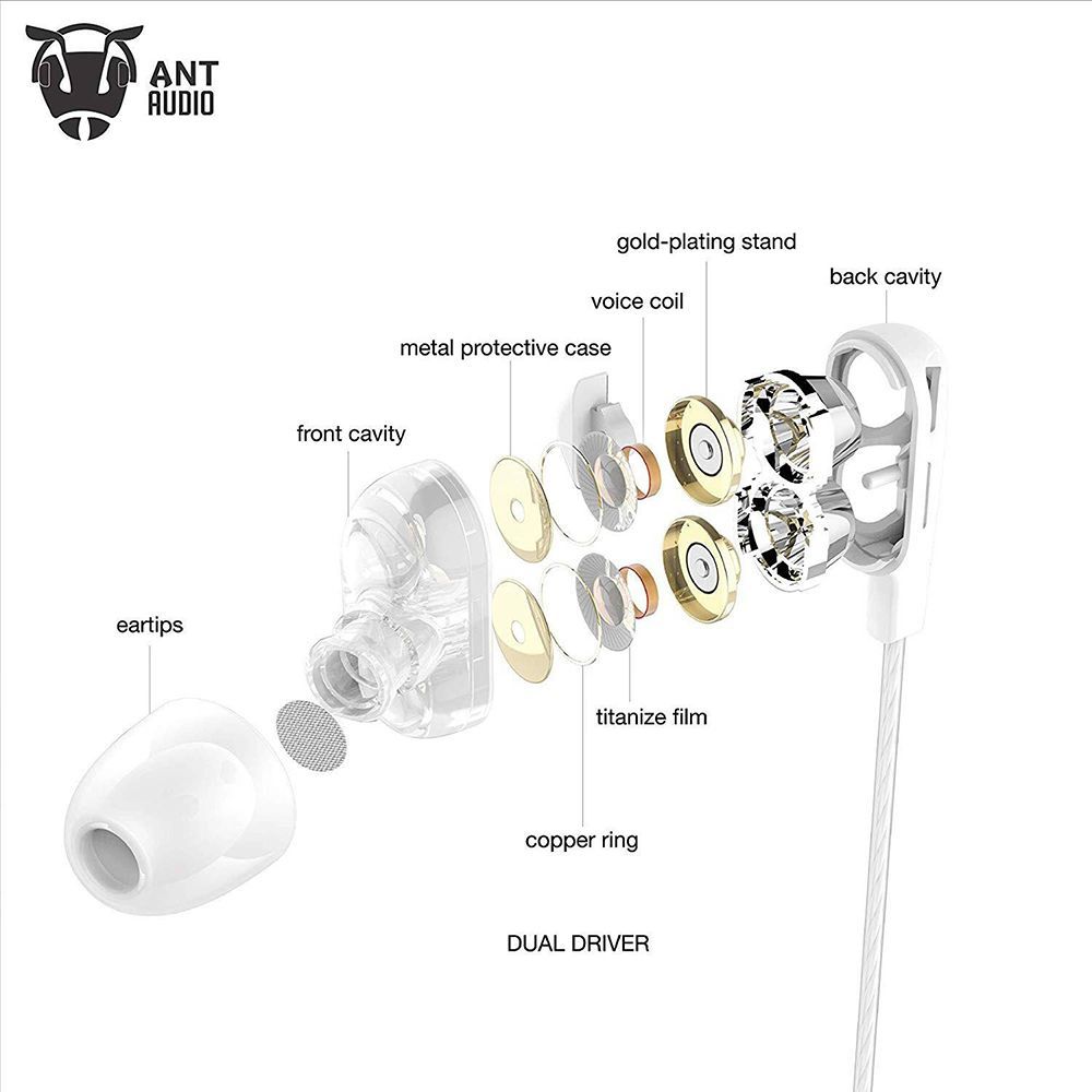 ANT AUDIO Doble H2 Neckband with Noise Isolation (IPX2 Sweat Resistant, Dual Drivers, White)_3
