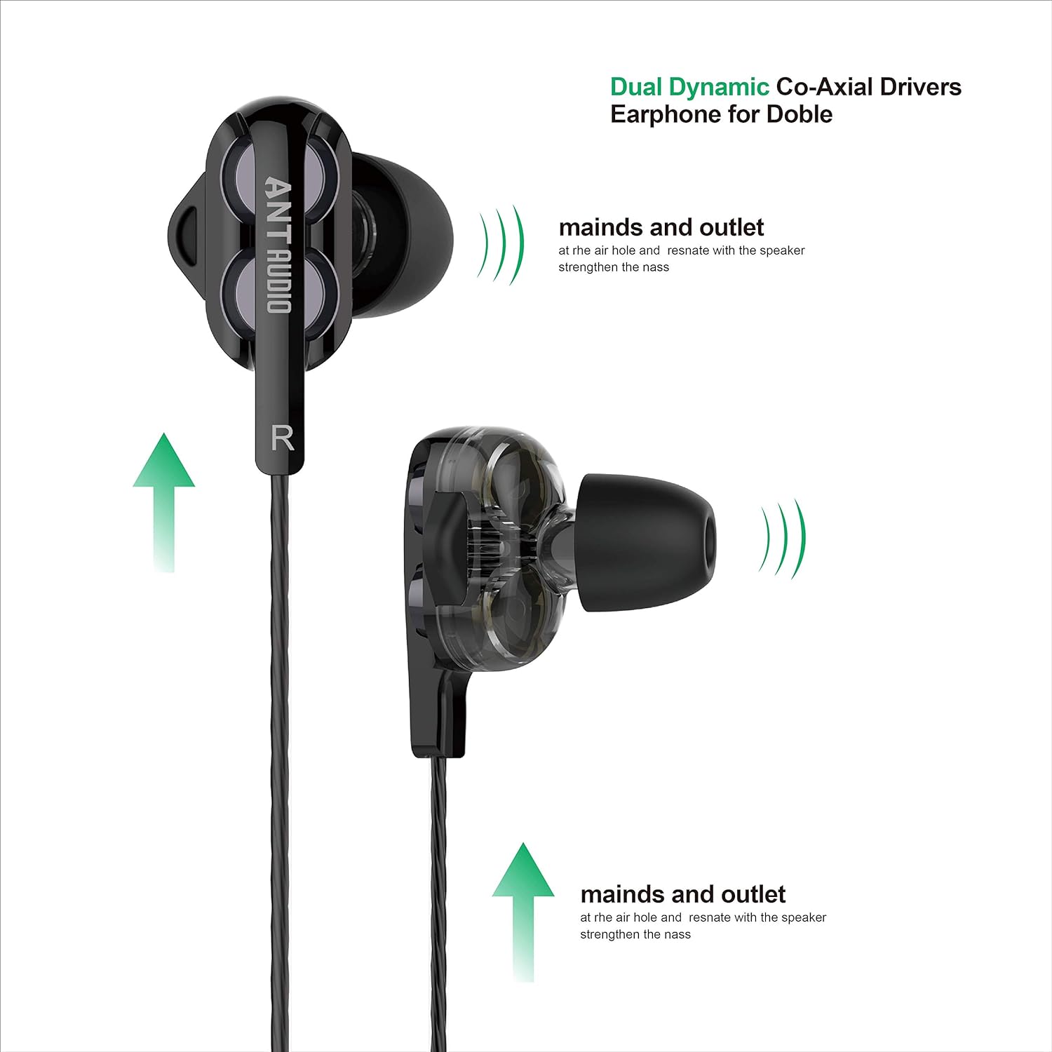 ANT AUDIO Doble H2 Neckband with Noise Isolation (IPX2 Sweat Resistant, Dual Drivers, Black)_6