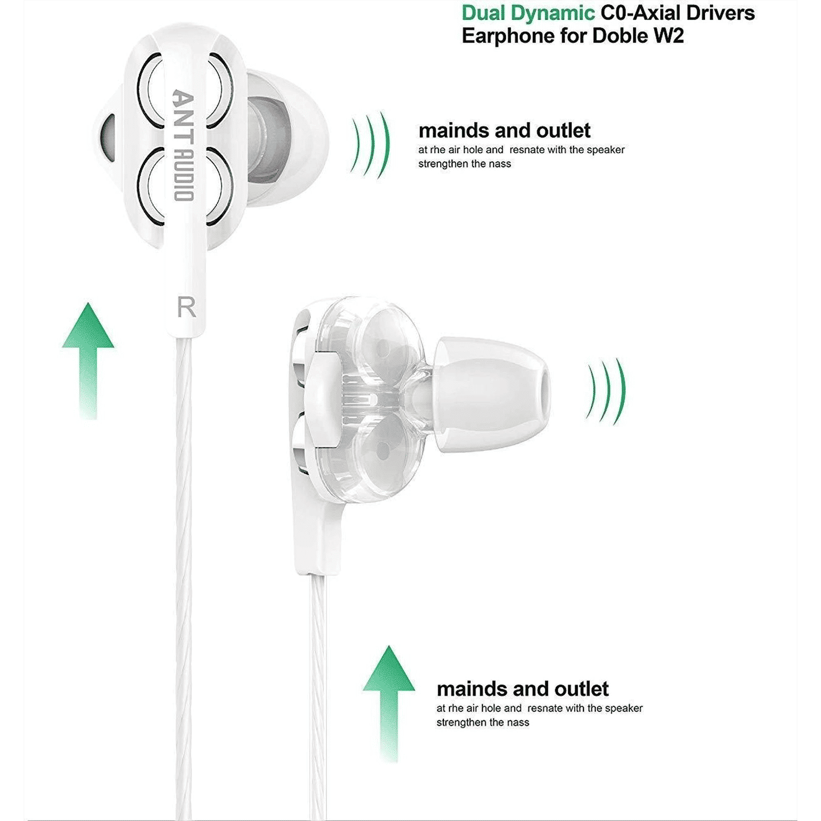 ANT AUDIO Doble W2 Wired Earphones with Mic (In Ear, White)_6