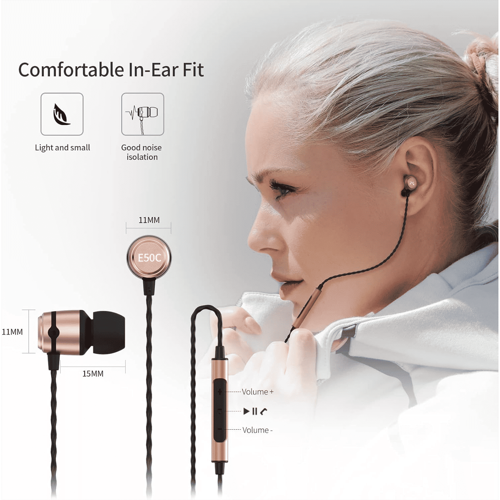 SoundMAGIC E50C Wired Earphone with Mic (3.5mm Connector, In Ear, Gold)_2