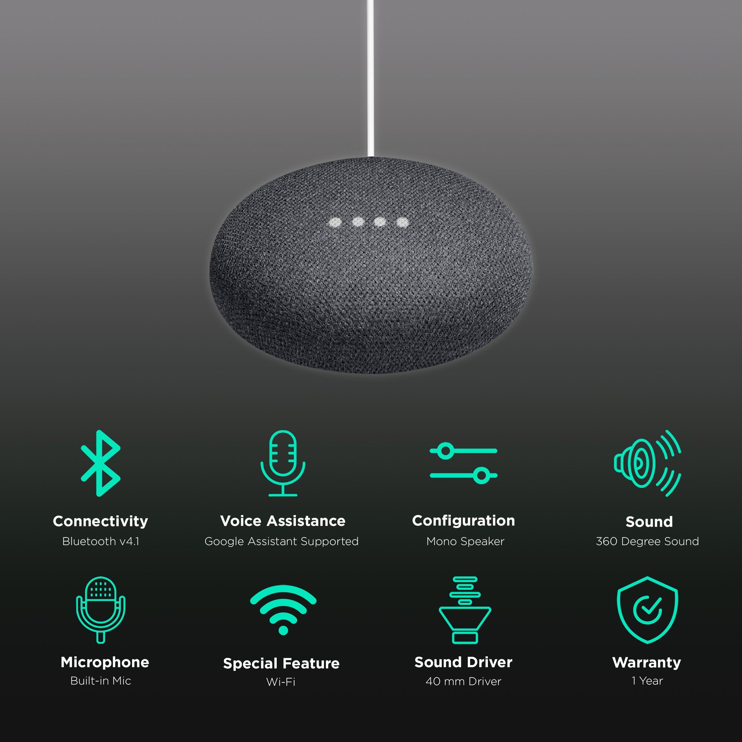 Google Home Mini with Google Assistant Compatible Smart Wi-Fi Speaker (Far-Field Voice Recognition, Black)_2