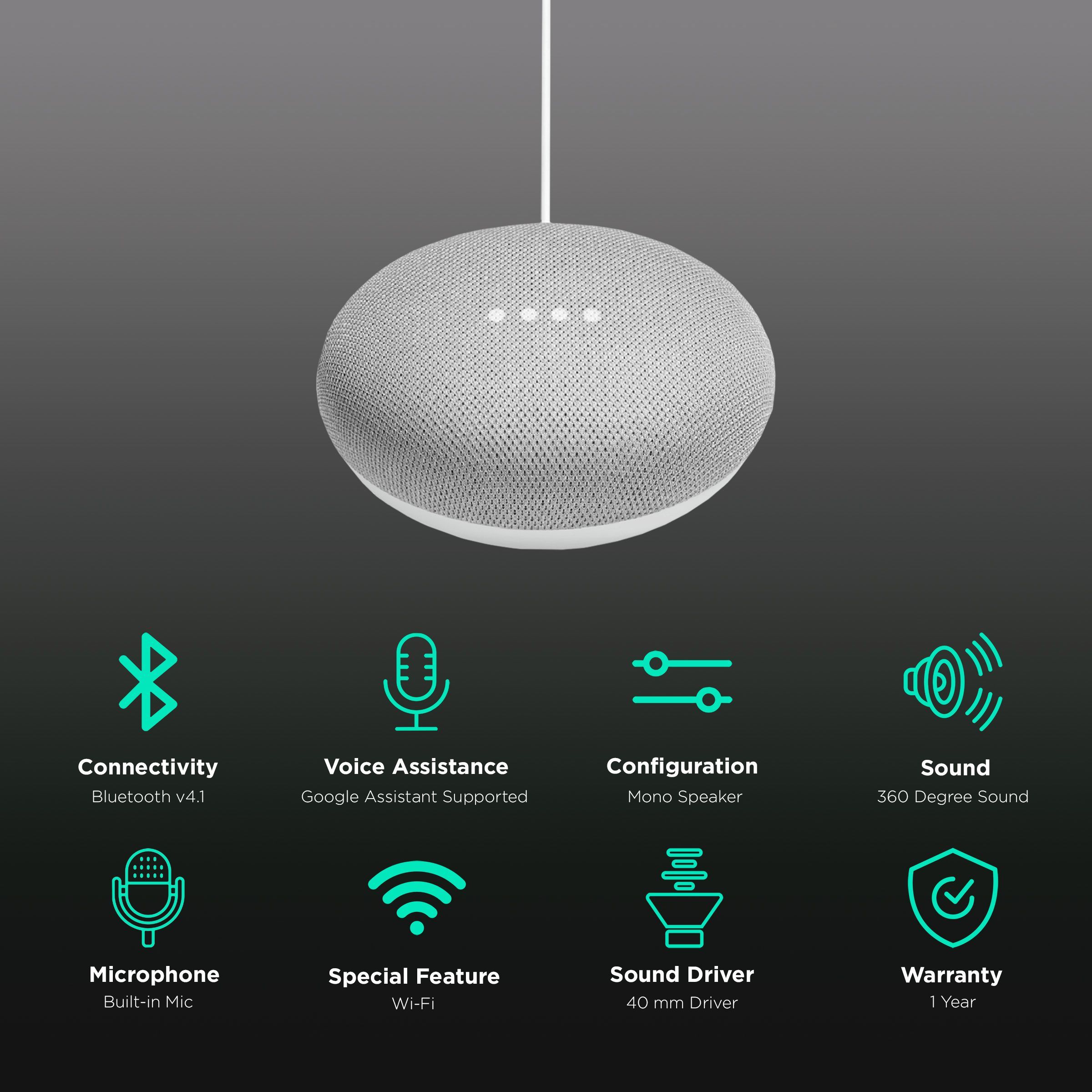 Google Home Mini with Google Assistant Compatible Smart Wi-Fi Speaker (Far-Field Voice Recognition, Grey) Google Home Mini with Google Assistant Compatible Smart Wi-Fi Speaker (Far-Field Voice Recognition, Grey)_2