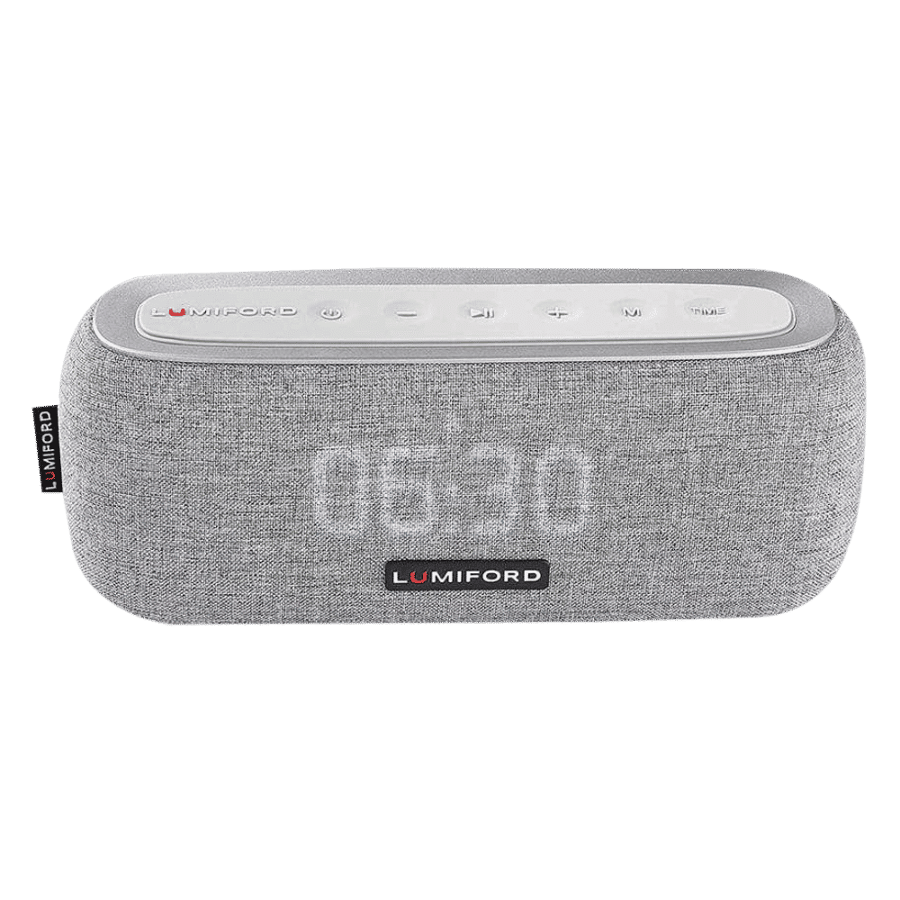 LUMIFORD Digi Clock 3-in-1 10W Portable Bluetooth Speaker (Built-In FM Radio, Stereo Sound, Grey)_1