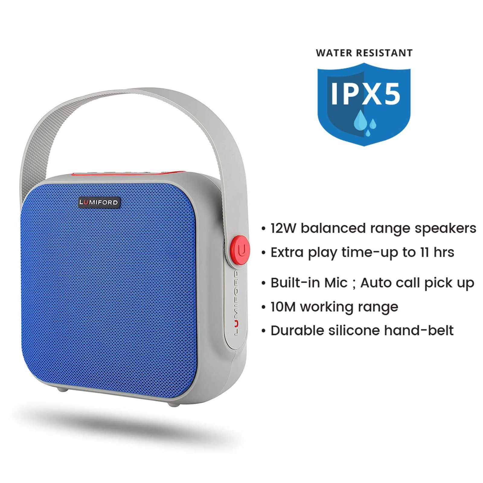 Lumiford GoFash-NY Broadway 16W Portable Bluetooth Speakers (IPX5 Water Proof, 2.1 Channel, Blue)_15