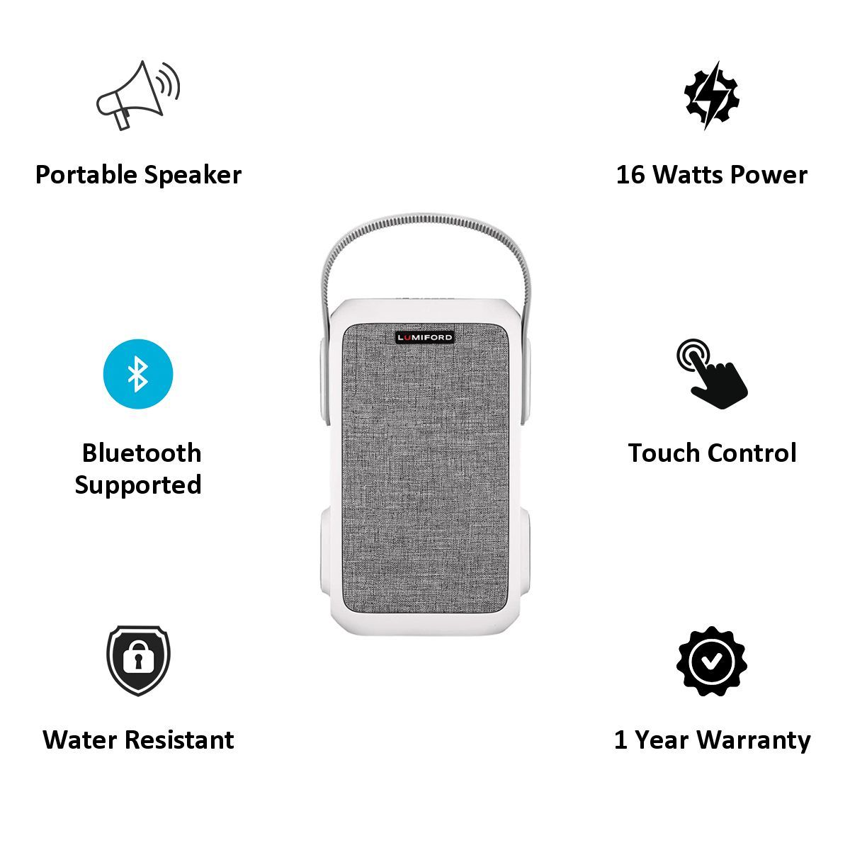 Lumiford GoFash Broadway 16W Portable Bluetooth Speakers (IPX5 Water Resistant, 2.1 Channel, Grey)_3