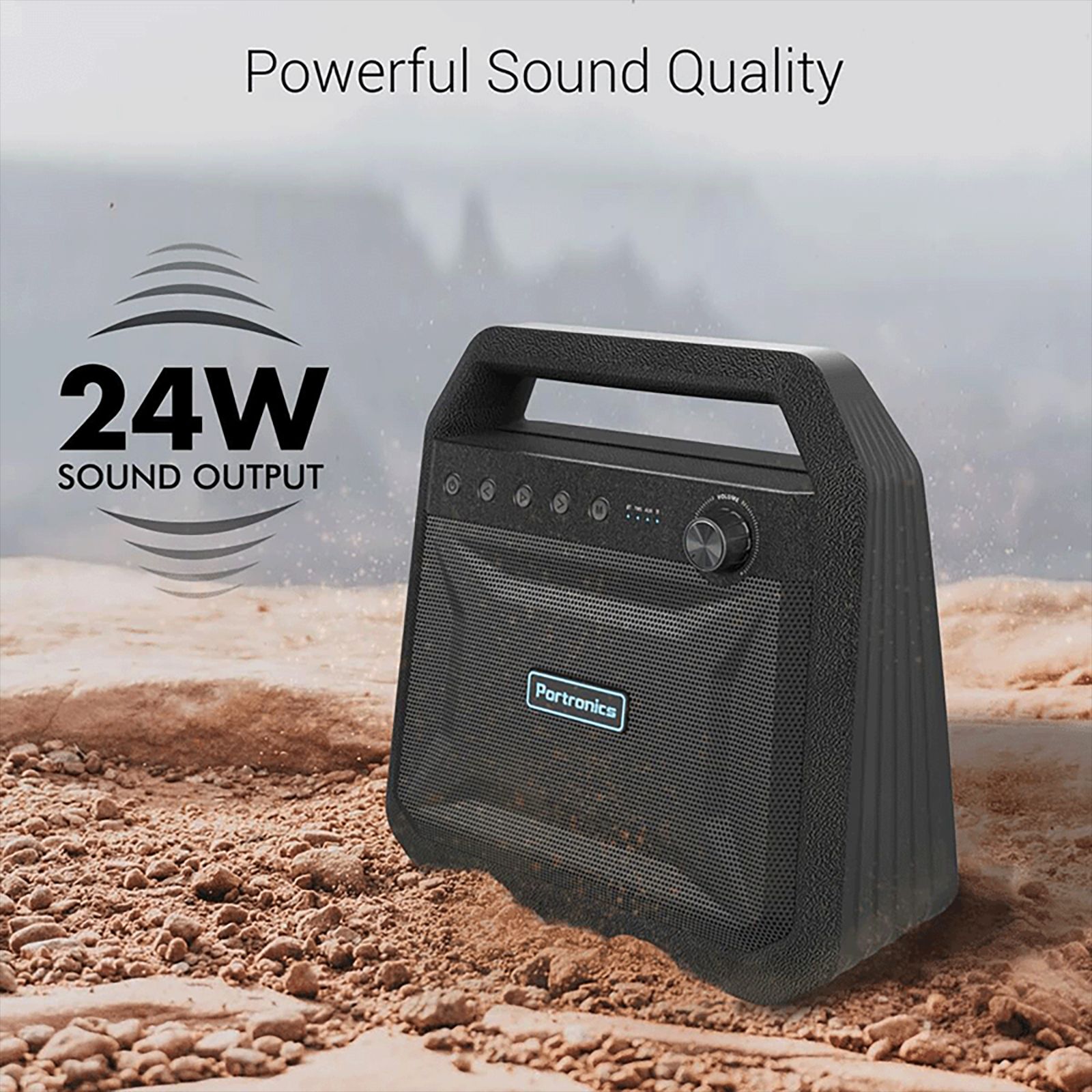 PORTRONICS Roar 24W Portable Bluetooth Speaker (Splash Resistant, Black)_6