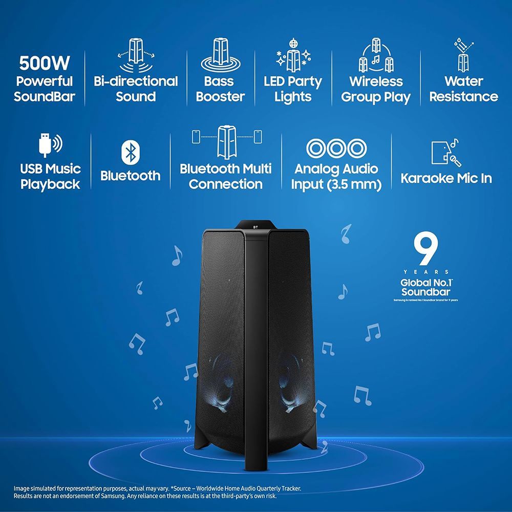 SAMSUNG T50 500W Bluetooth Party Speaker (Water Resistant, 2.0 Channel, Black)_15