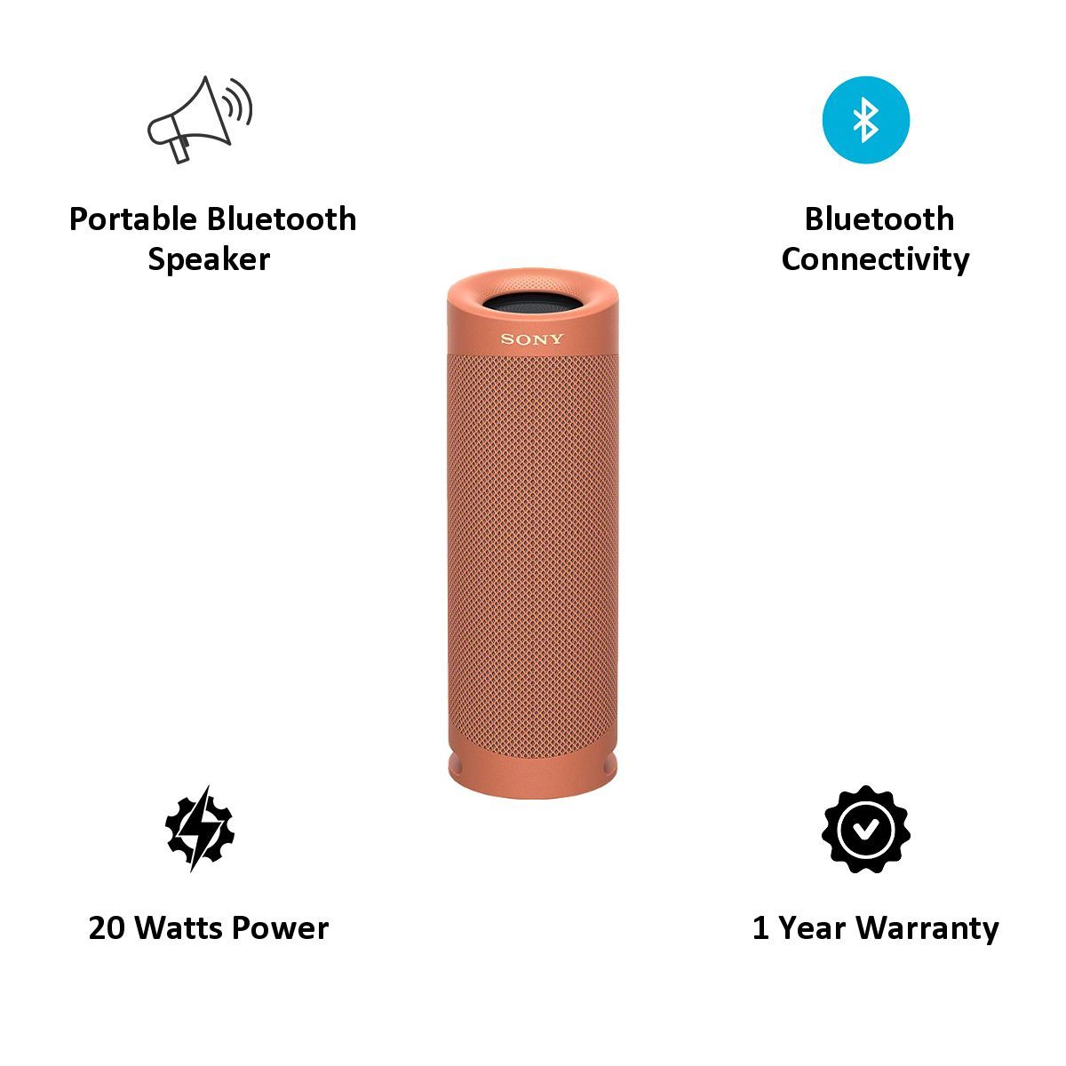 SONY XB23 20W Portable Bluetooth Speaker (IP67 Waterproof, Hands Free Calling, Red)_3