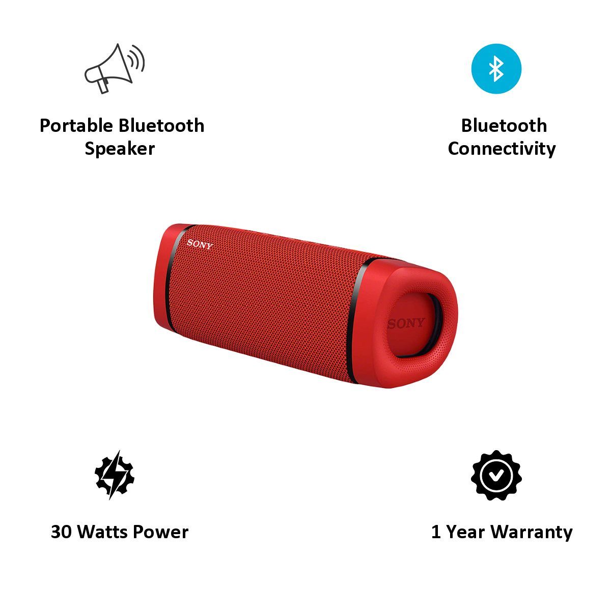 SONY XB33 30W Portable Bluetooth Speaker (IP67 Waterproof, Hands Free Function, Red)_3